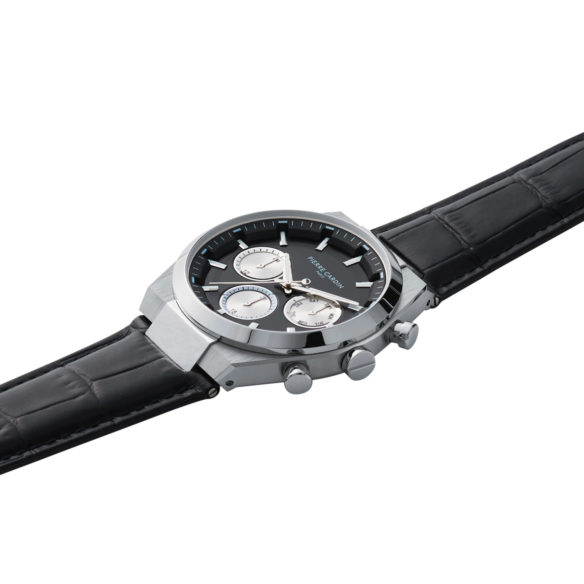 Batignolles Influential Multifunction watch with Black Dial with Leather Strap - Image 3