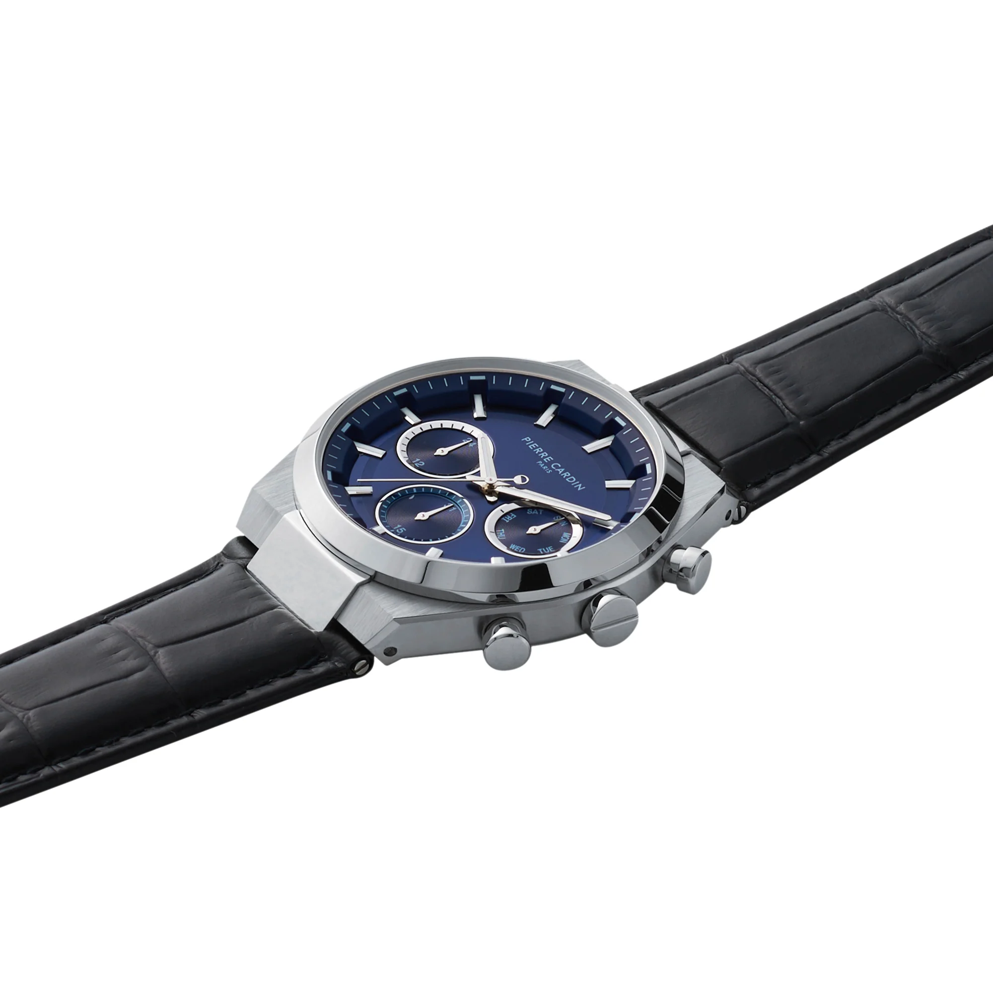 Batignolles Influential Multifunction watch with Blue Dial with Leather Strap - Image 3