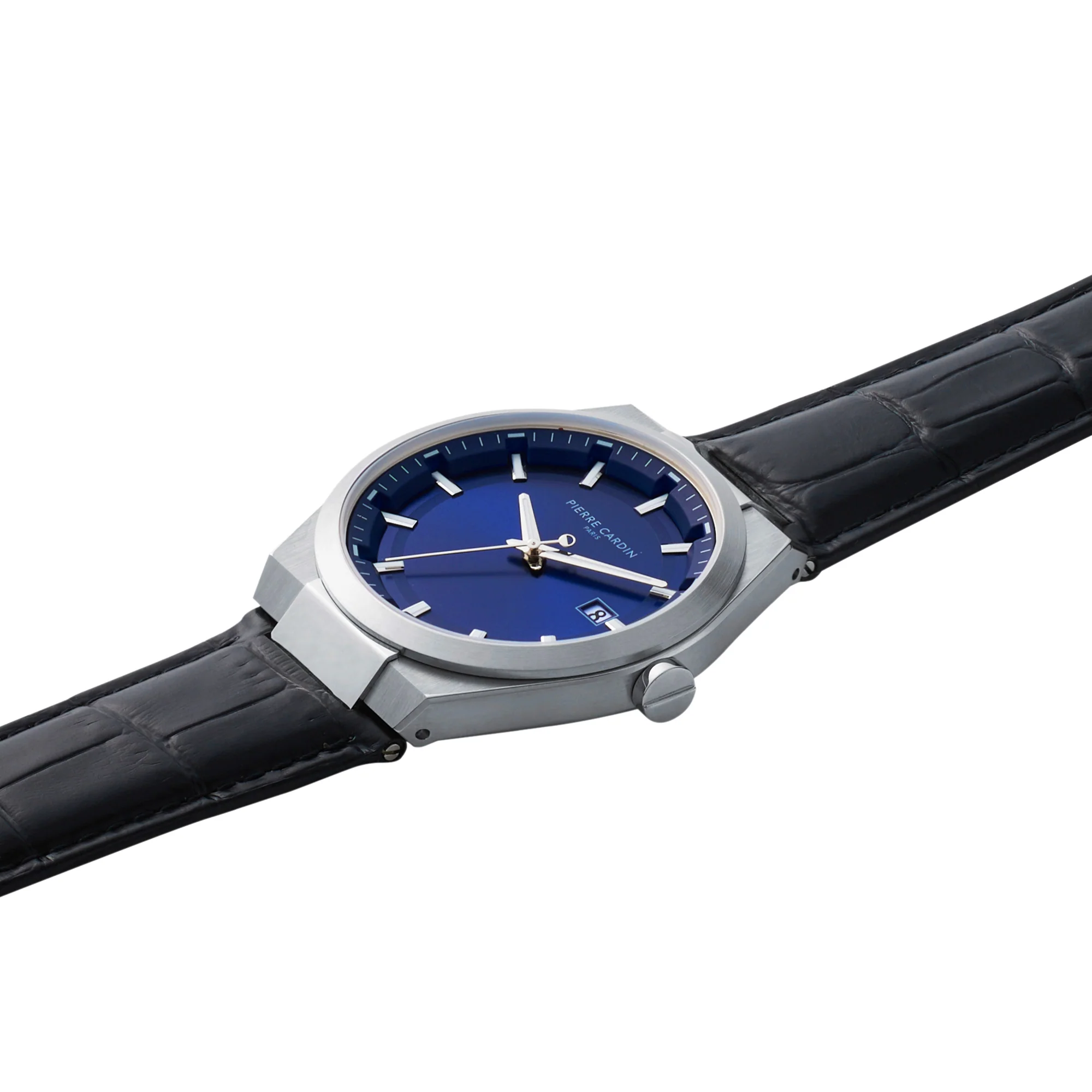 Batignolles Robust Stainless Steel watch with Blue Dial and Black leather Strap - Image 3