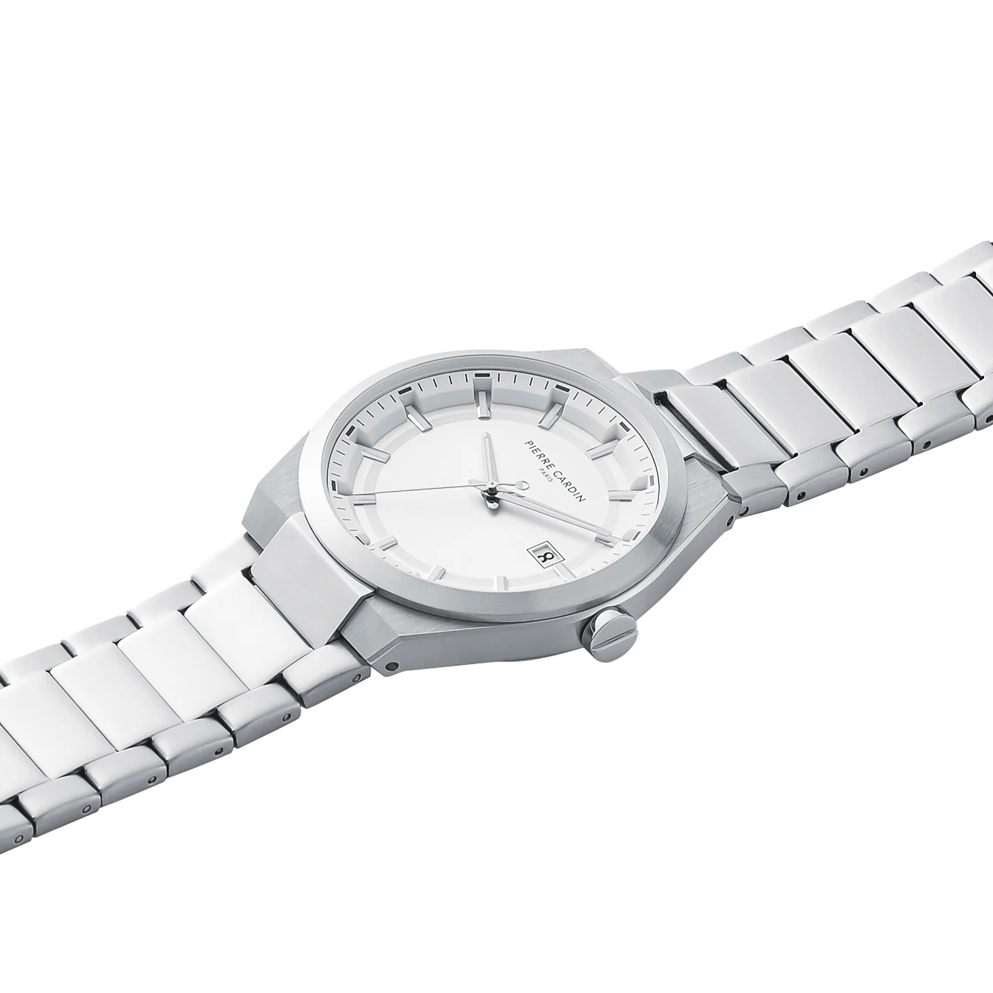 Batignolles Robust Stainless Steel watch with Silver White Dial with a Metal Links Strap - Image 3