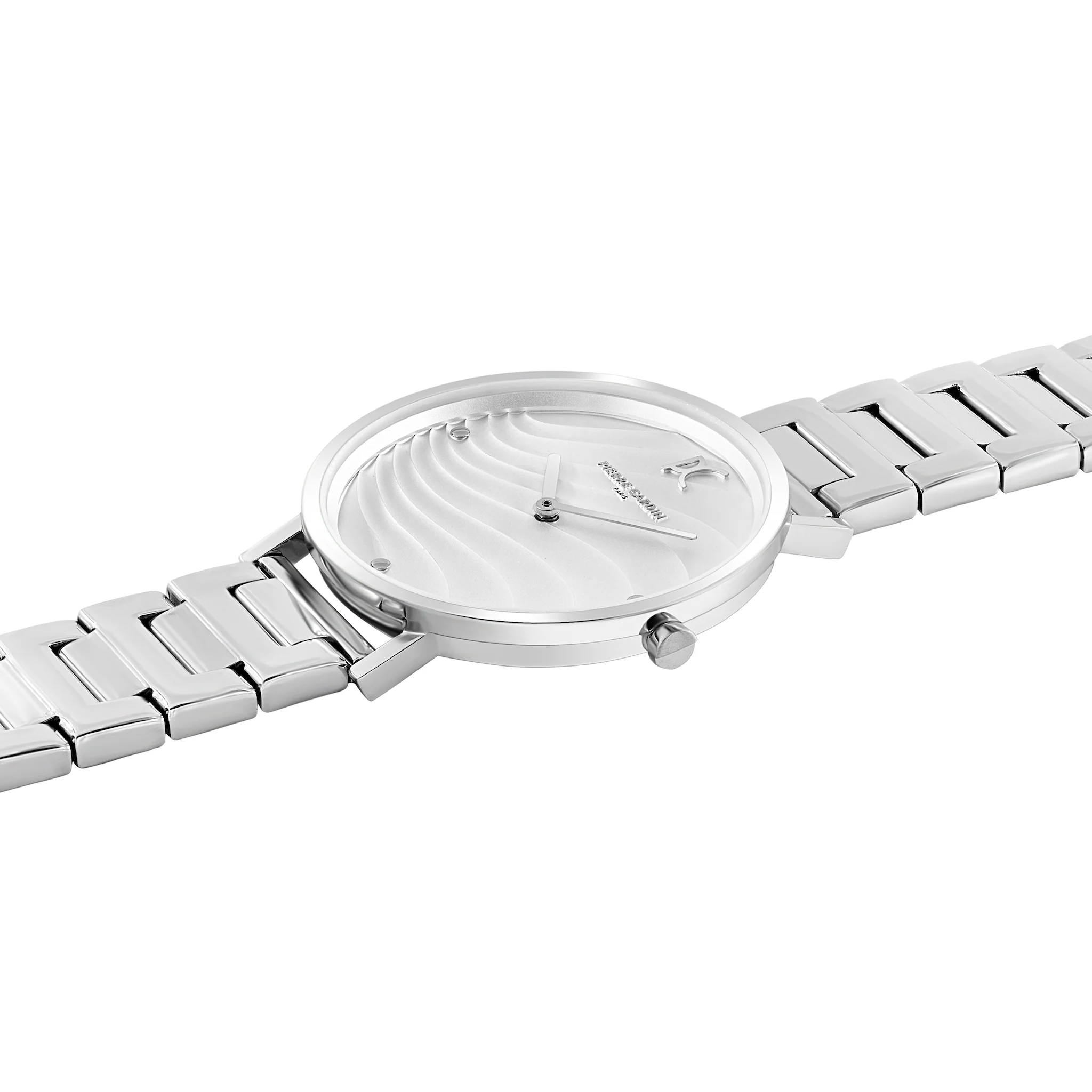 Belleville Patterned Dial Silver Watch with Metal Link Strap - Image 3