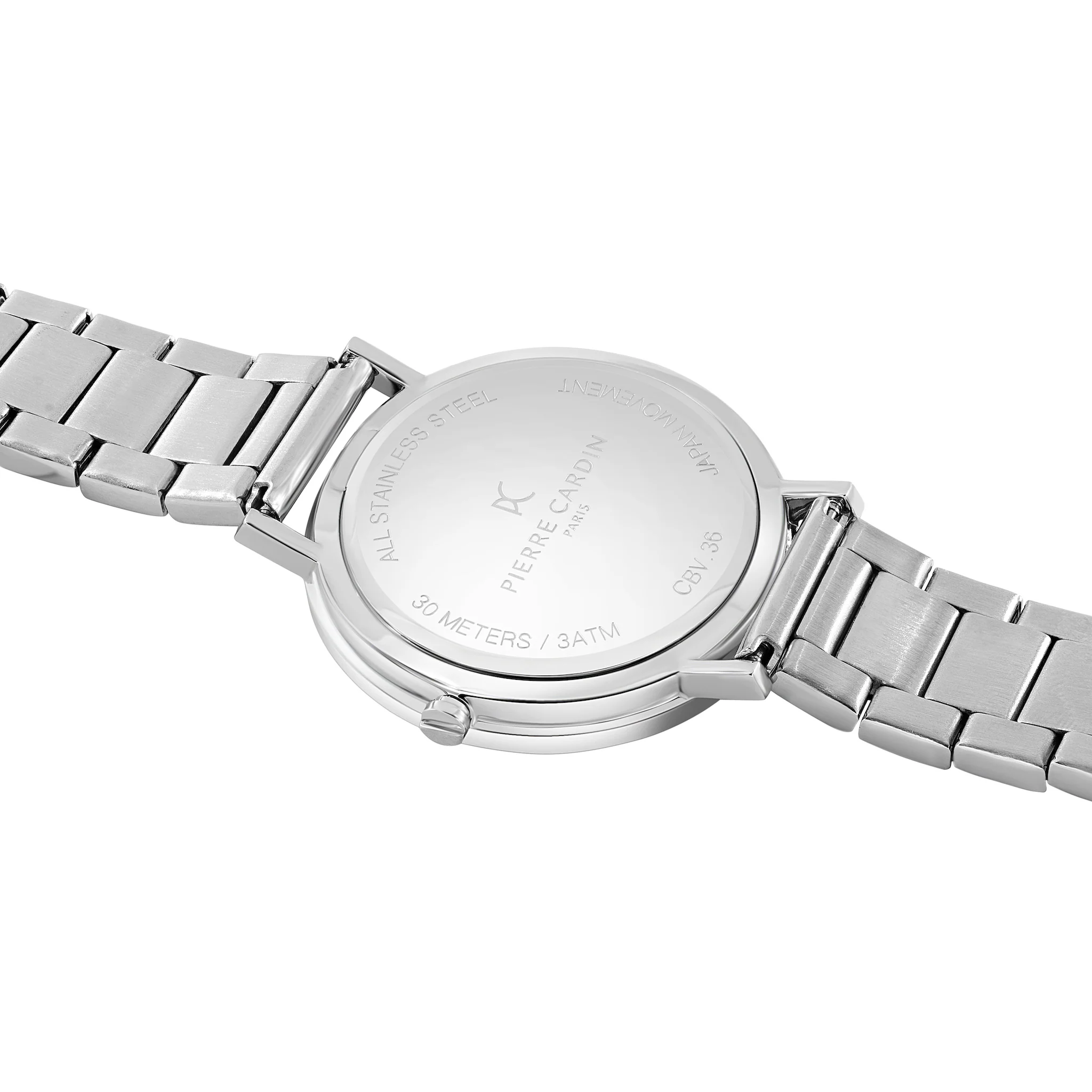 Belleville Patterned Dial Silver Watch with Metal Link Strap - Image 4