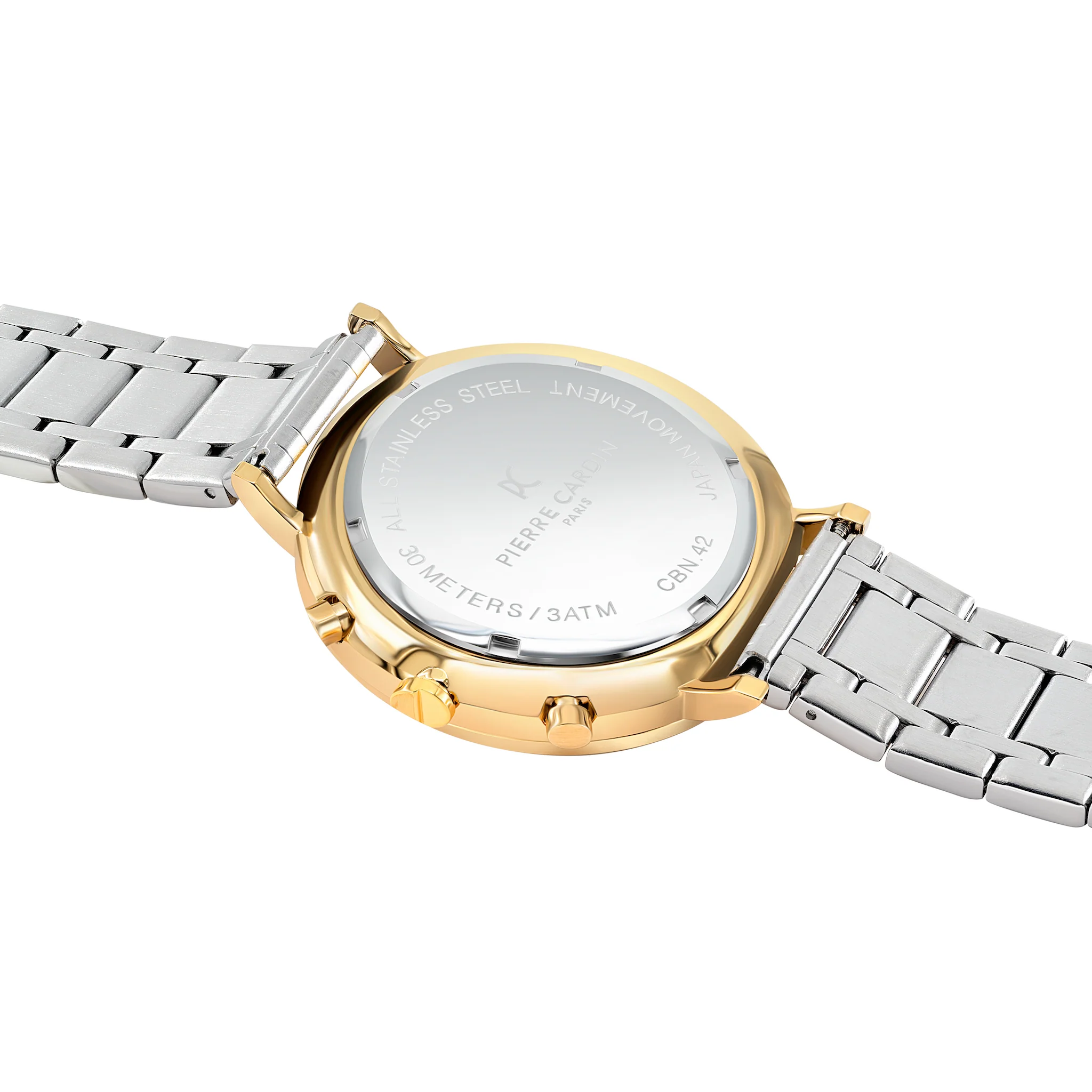 Bonne Nouvelle Gold and Stainless Steel Multifunction Watch with White Dial and Metal Links Strap - Image 4