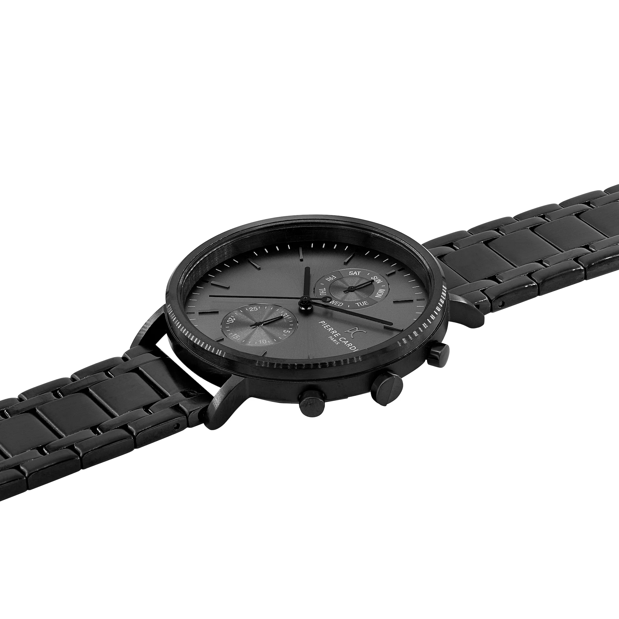 Bonne Nouvelle Multifunction all Black Watch with Black Metal Links Strap - Image 3