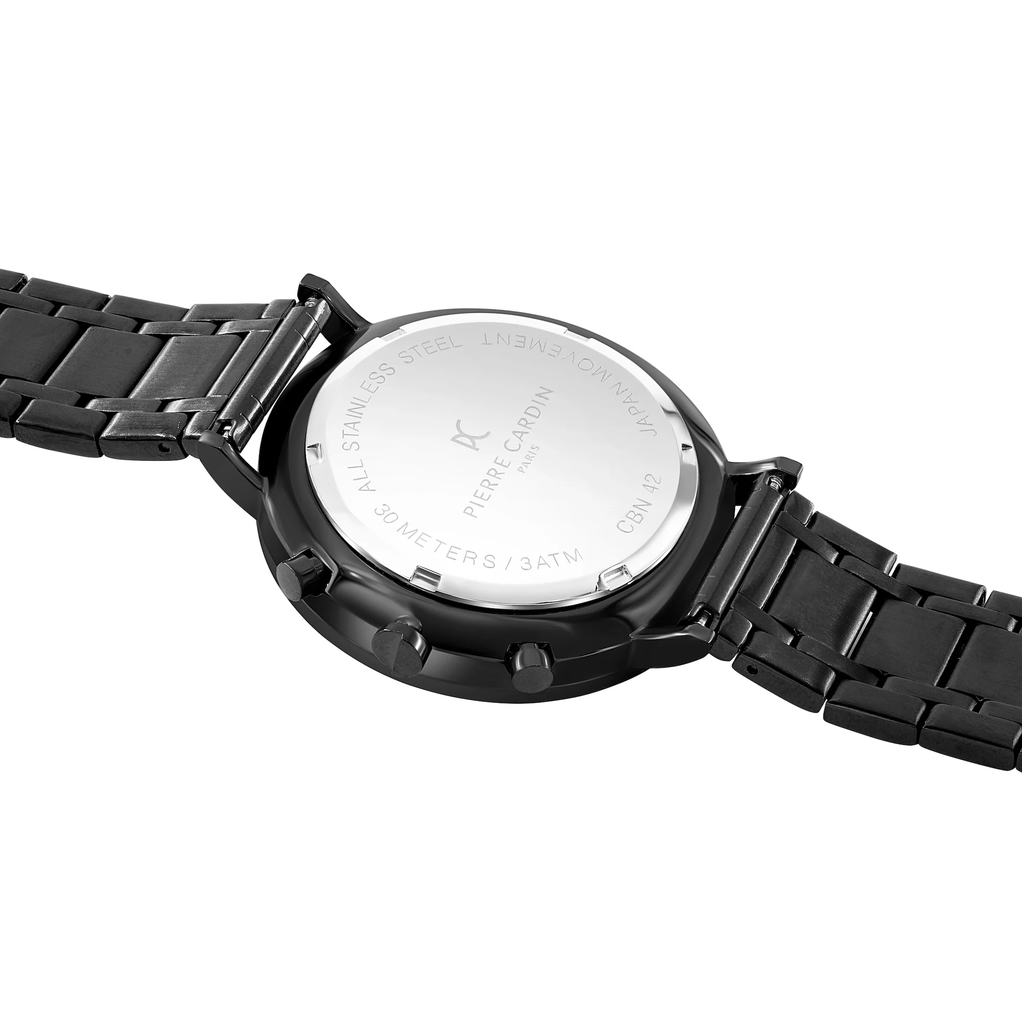 Bonne Nouvelle Multifunction all Black Watch with Black Metal Links Strap - Image 4