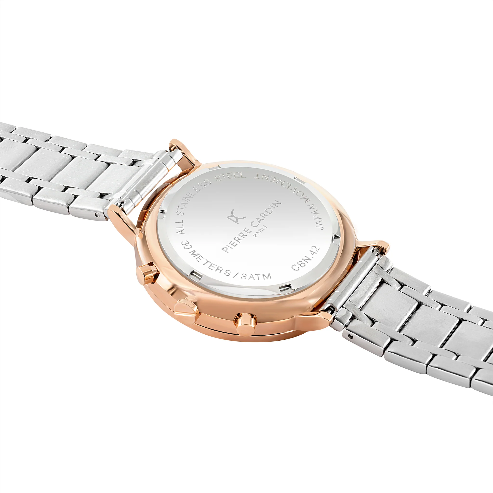 Bonne Nouvelle Rose Gold and Stainless Steel Multifunction Watch with White Dial and Metal Links Strap - Image 4