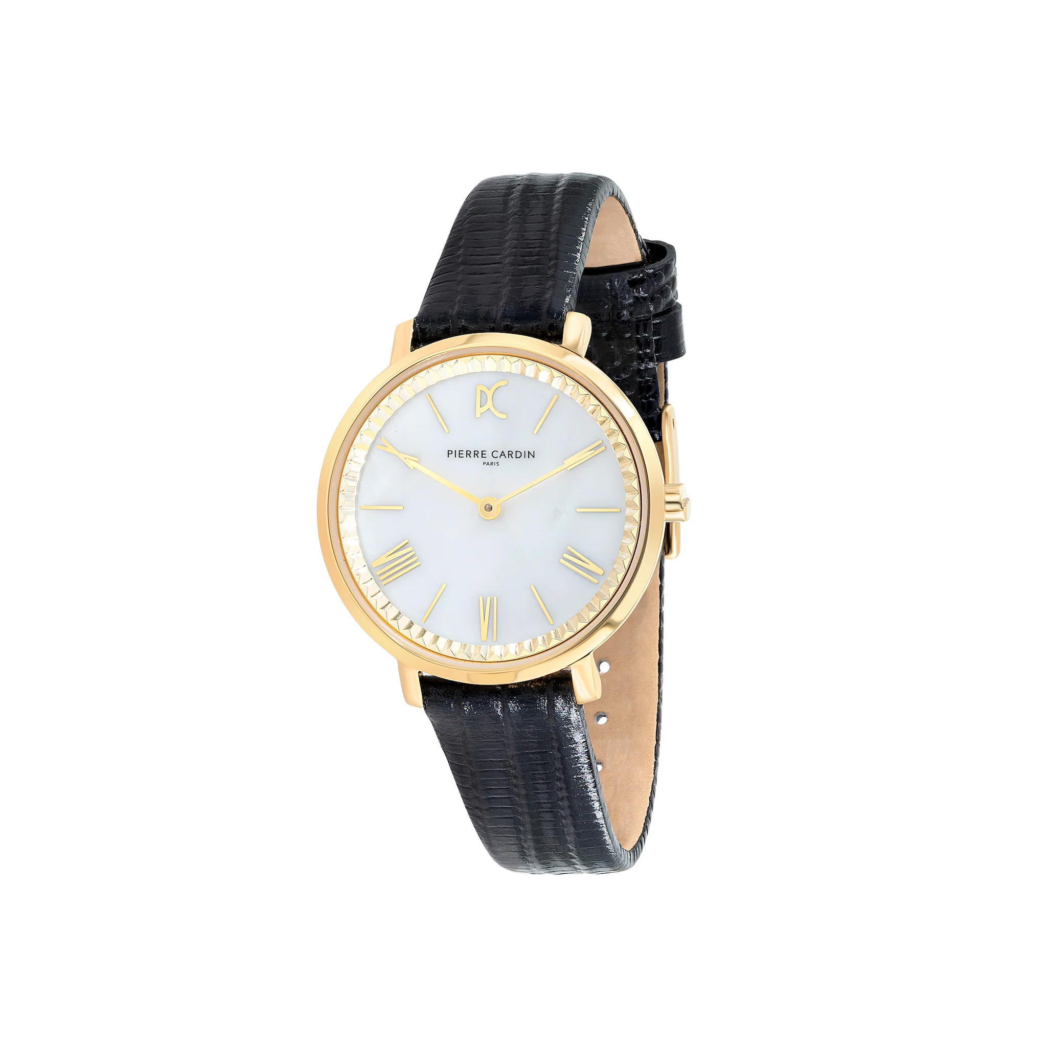 Brochant Mother of Pearl Look Gold Watch with Leather Strap