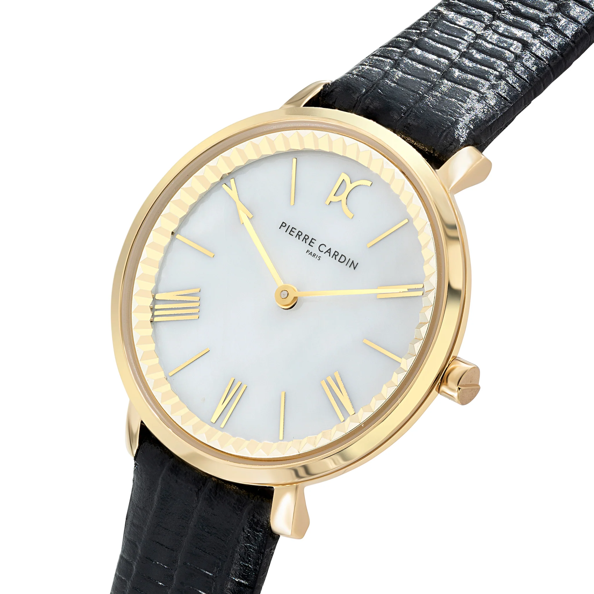 Brochant Mother of Pearl Look Gold Watch with Leather Strap - Image 2