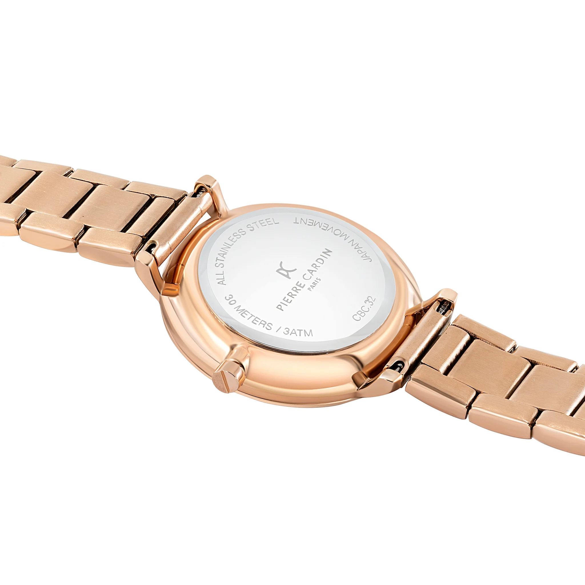 Brochant Mother of Pearl Look Rose Gold Watch with Metal Link Strap - Image 4