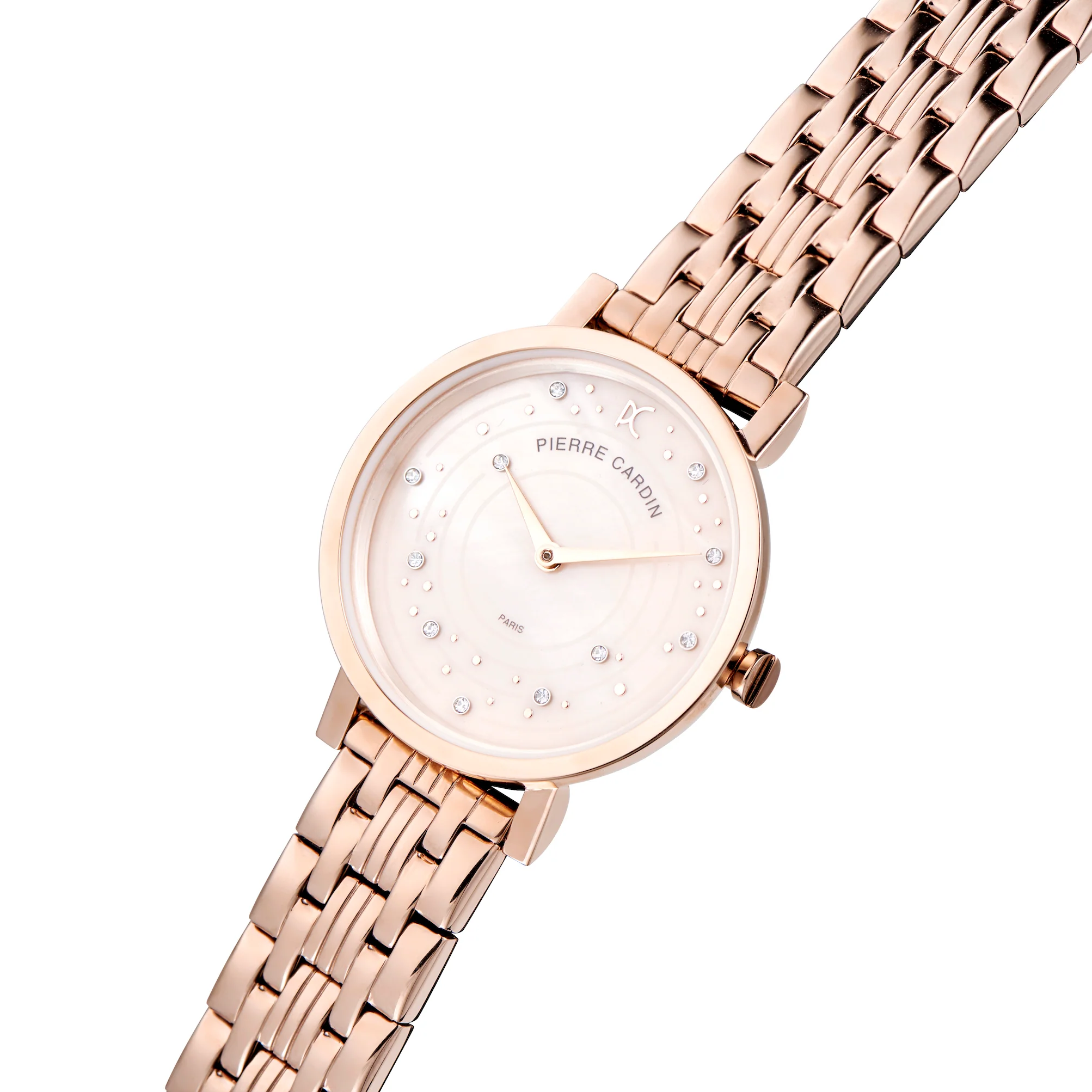 Canal St Martin Circles Rose Gold Watch with Crystals and Pink Dial - Image 2