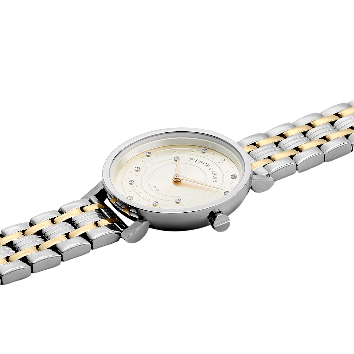Canal St Martin Circles Two Tone Gold and Steel Watch with Crystals and Champagne Dial - Image 3