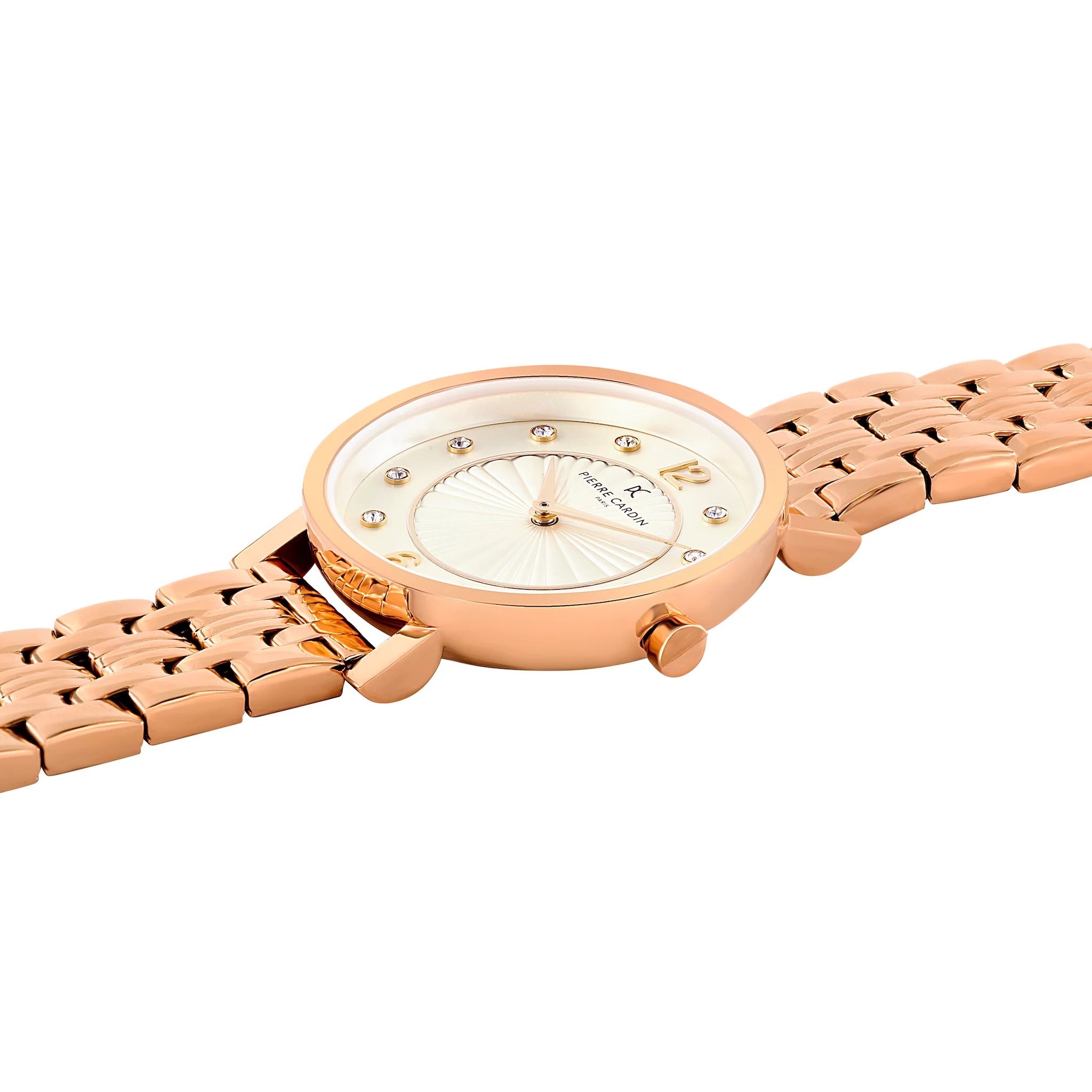 Canal St Martin Rose Gold Watch with Pink Dial and Metal Link Strap - Image 3