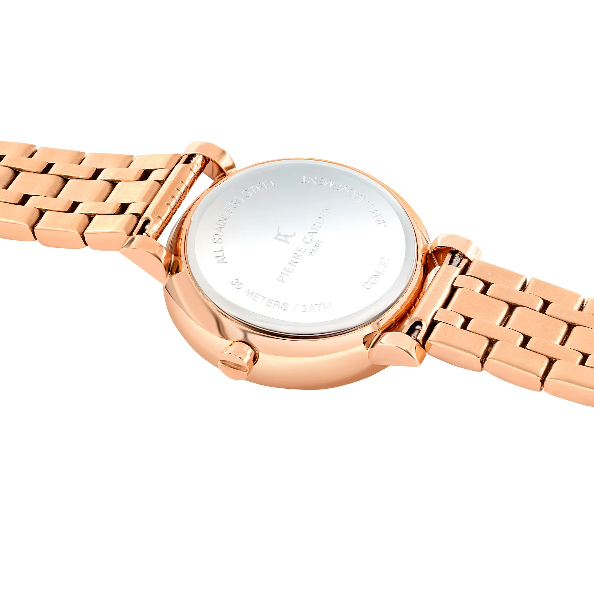 Canal St Martin Rose Gold Watch with Pink Dial and Metal Link Strap - Image 4