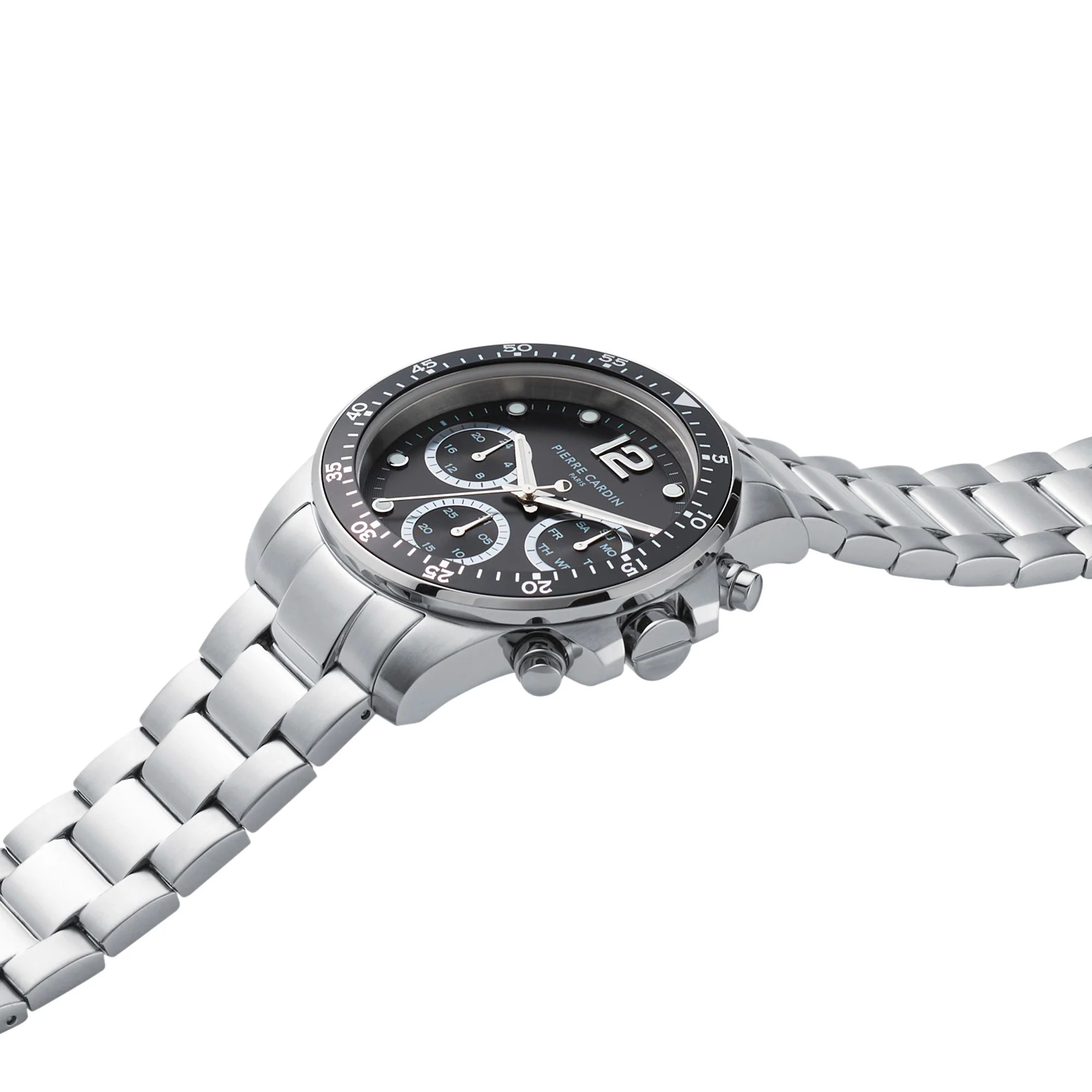 Nation Swank Multifunction watch with Black Dial and Black Bezel with a Metal Links Strap - Image 3