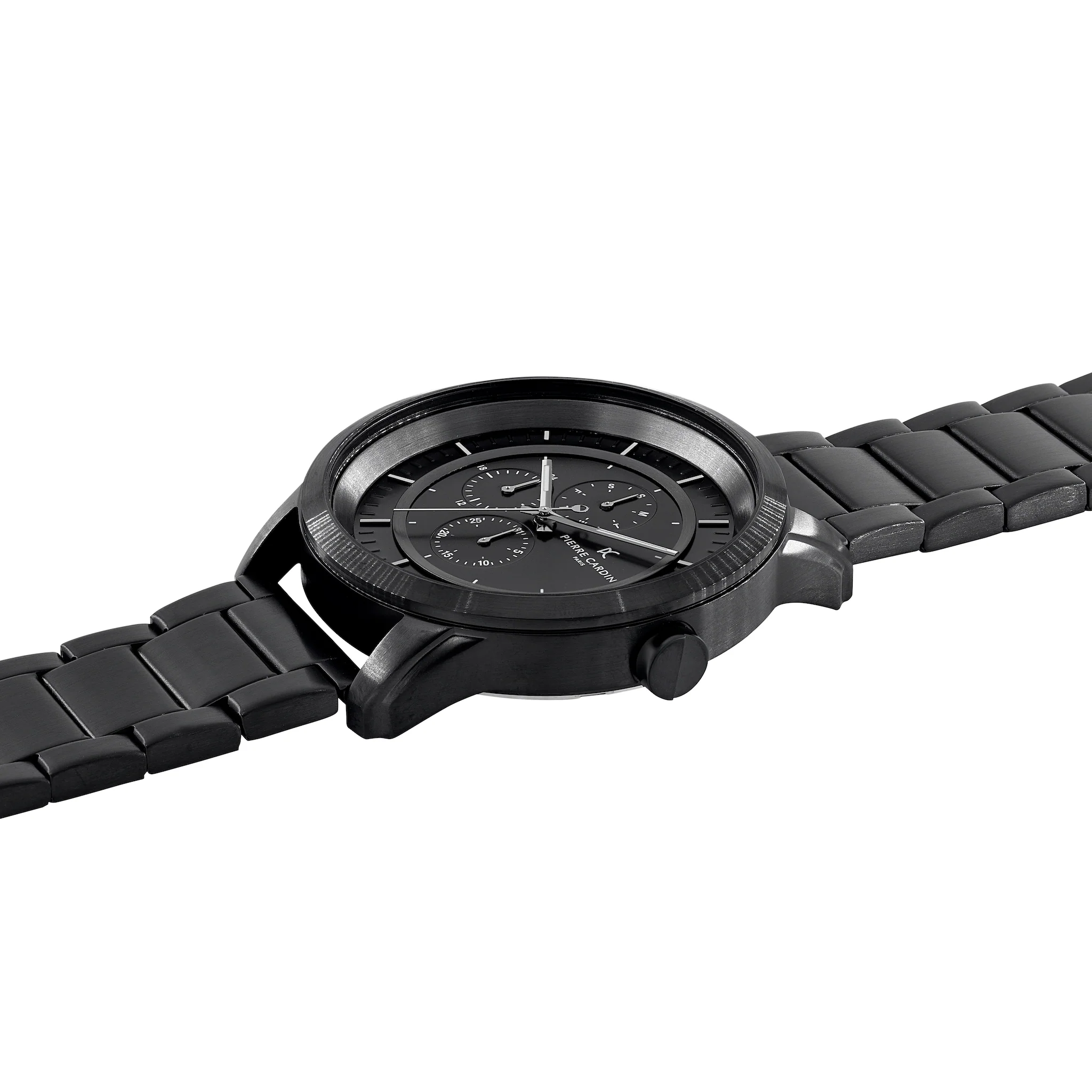 Les Halles Black Dial black Multifunction Watch with Black Metal Link Strap - Image 3