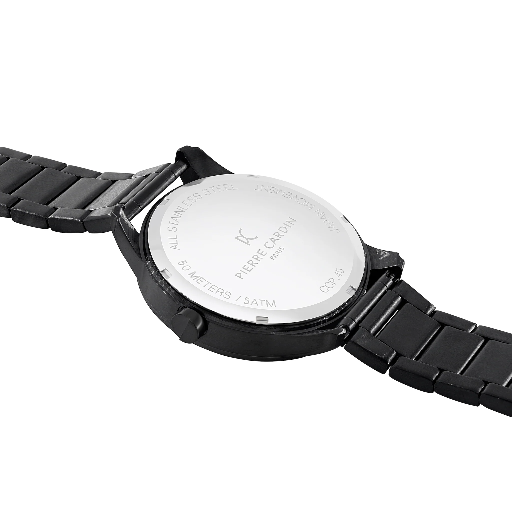Les Halles Black Dial black Multifunction Watch with Black Metal Link Strap - Image 4