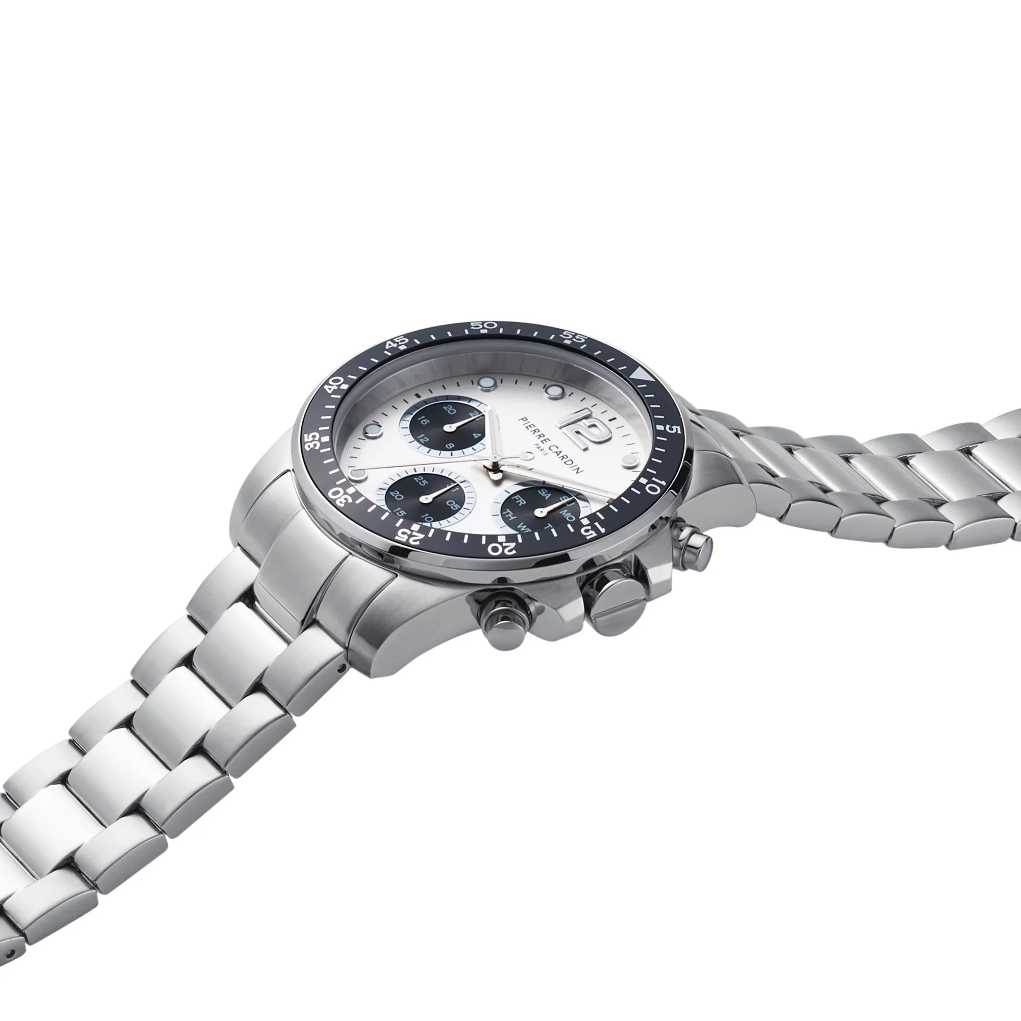 Nation Swank Multifunction watch with Panda Dial and Black Bezel with a Metal Links Strap - Image 3