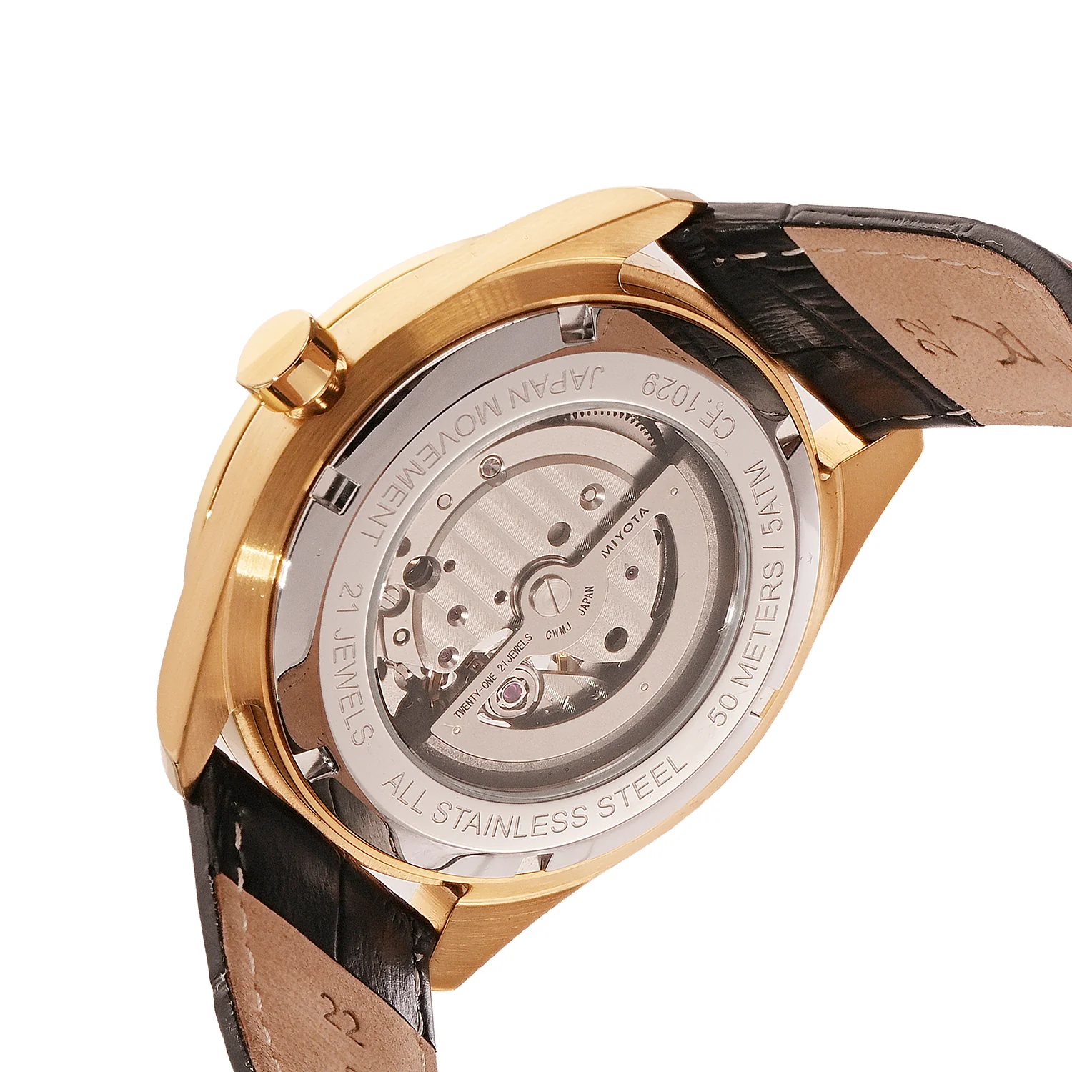Élan Vista Automatic – Gold with Black Leather Strap - Image 4