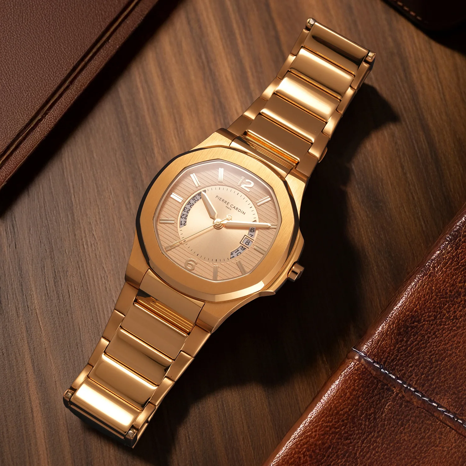 Elegance Supreme Mens 42mm - Gold with Gold Metal Strap - Image 6
