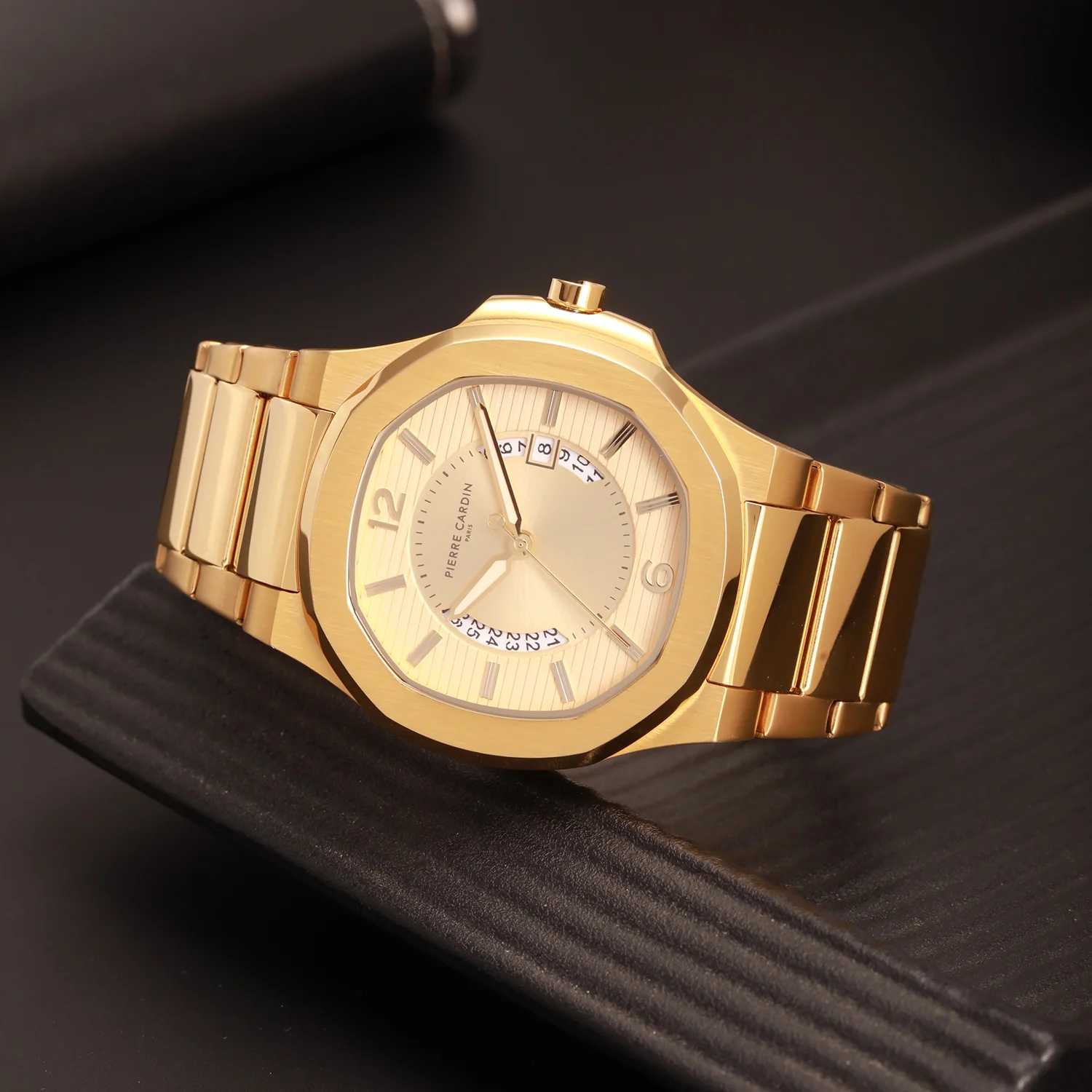 Elegance Supreme Mens 42mm - Gold with Gold Metal Strap - Image 7