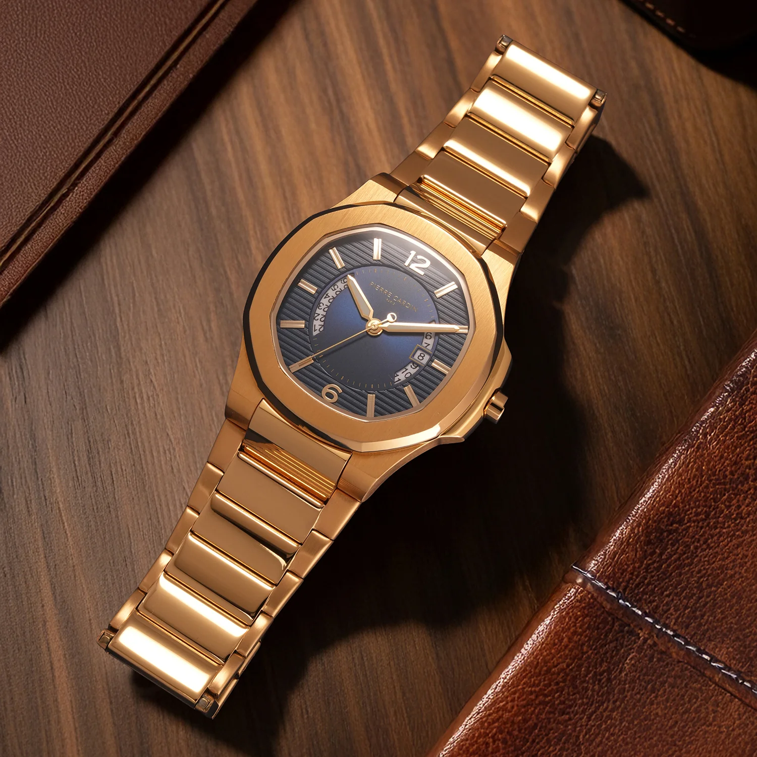 Elegance Supreme Mens 42mm - Gold with Gold Metal Strap - Image 6