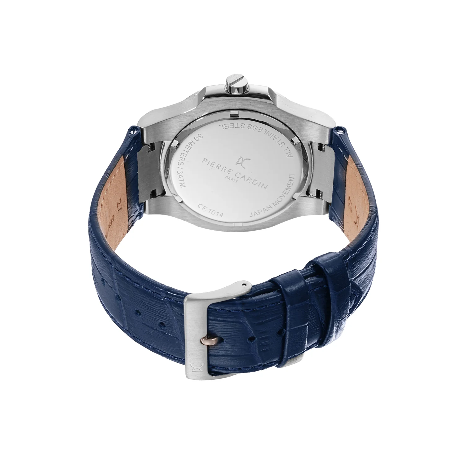 Elegance Supreme Mens 42mm - Stainless Steel Silver with Dark Blue Leather Strap - Image 4
