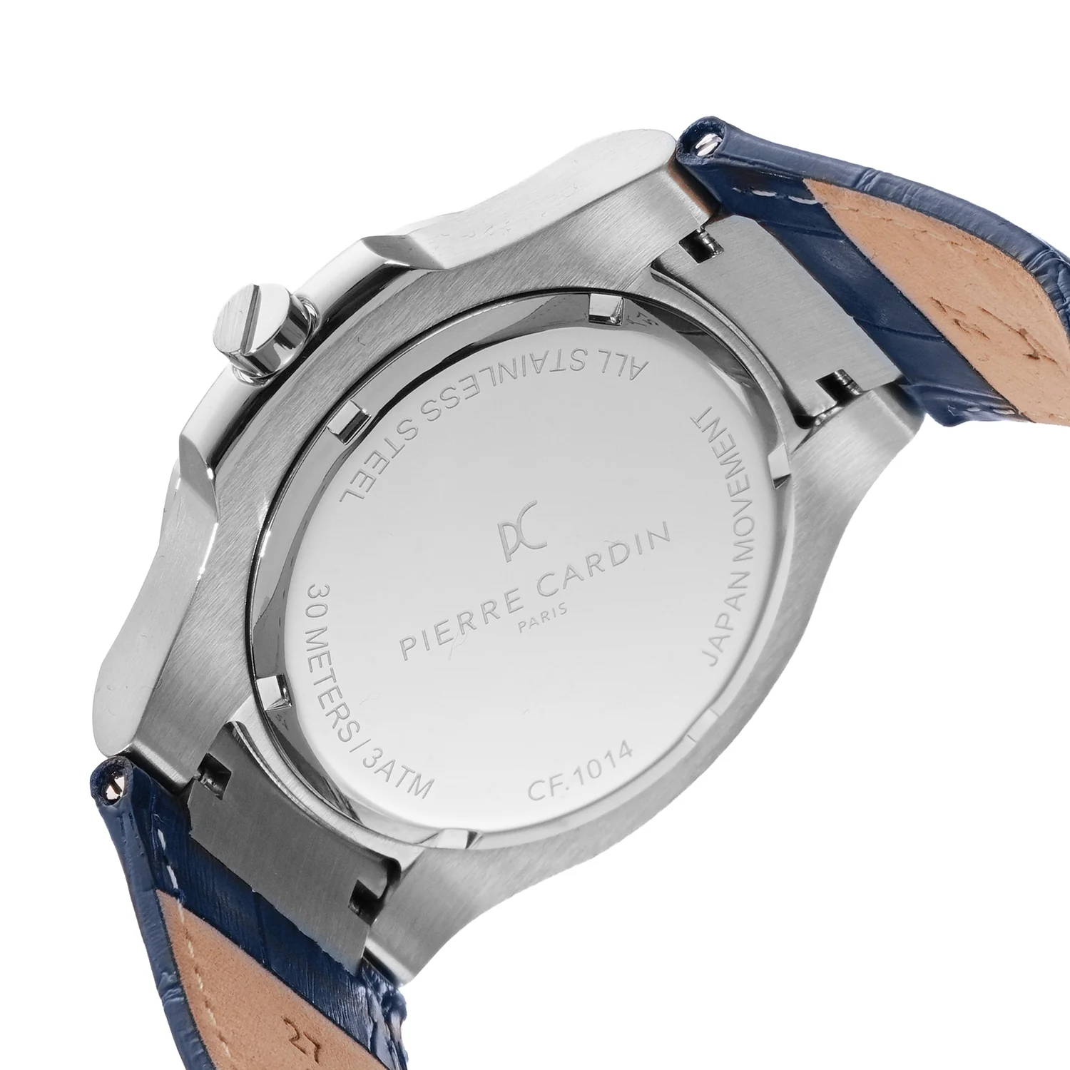 Elegance Supreme Mens 42mm - Stainless Steel Silver with Dark Blue Leather Strap - Image 5