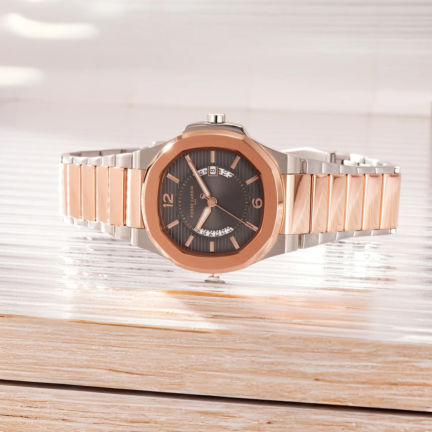 Elegance Supreme Mens 42mm - Twotone Rose Gold and Silver with Twotone Rose Gold and Silver Metal Strap - Image 5