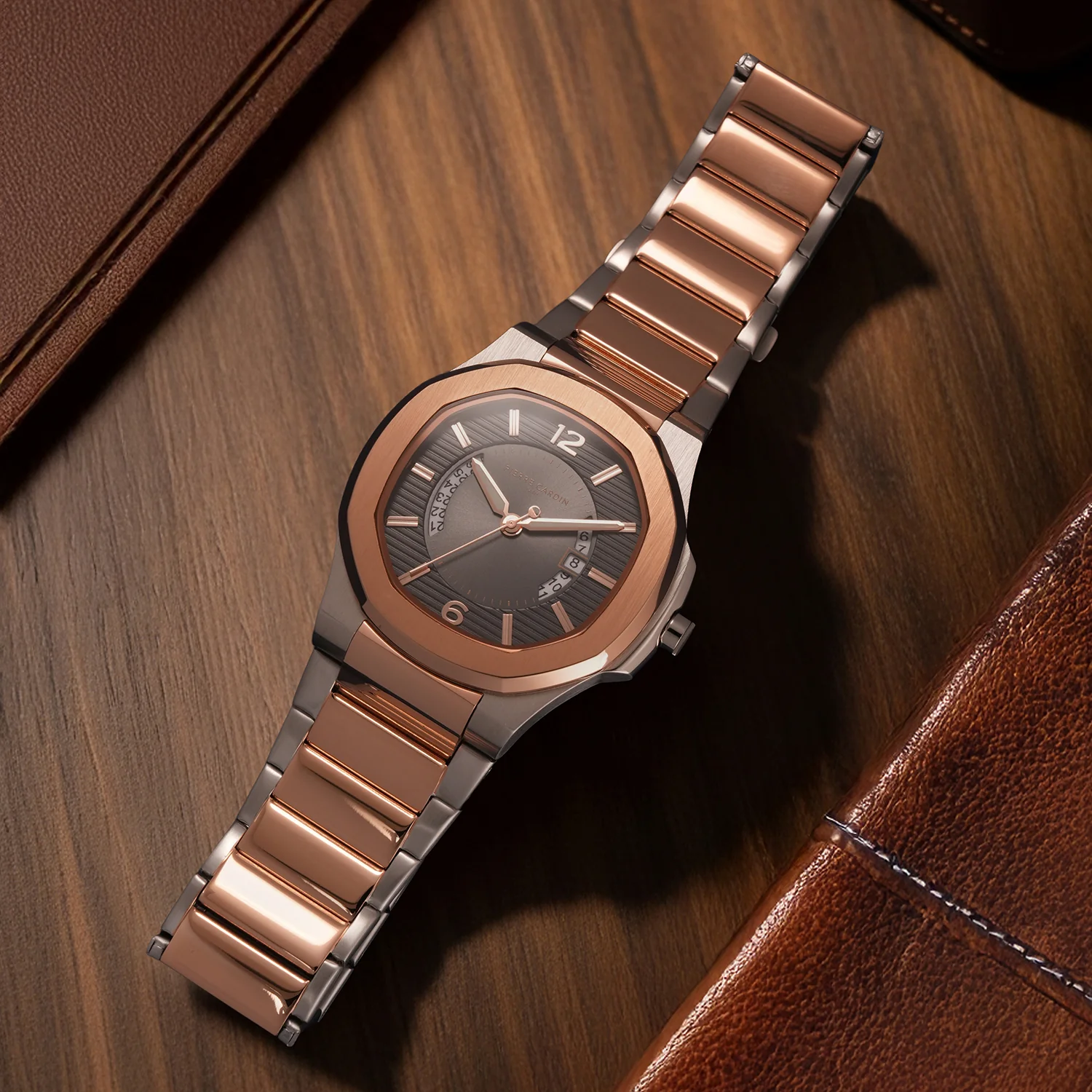 Elegance Supreme Mens 42mm - Twotone Rose Gold and Silver with Twotone Rose Gold and Silver Metal Strap - Image 6