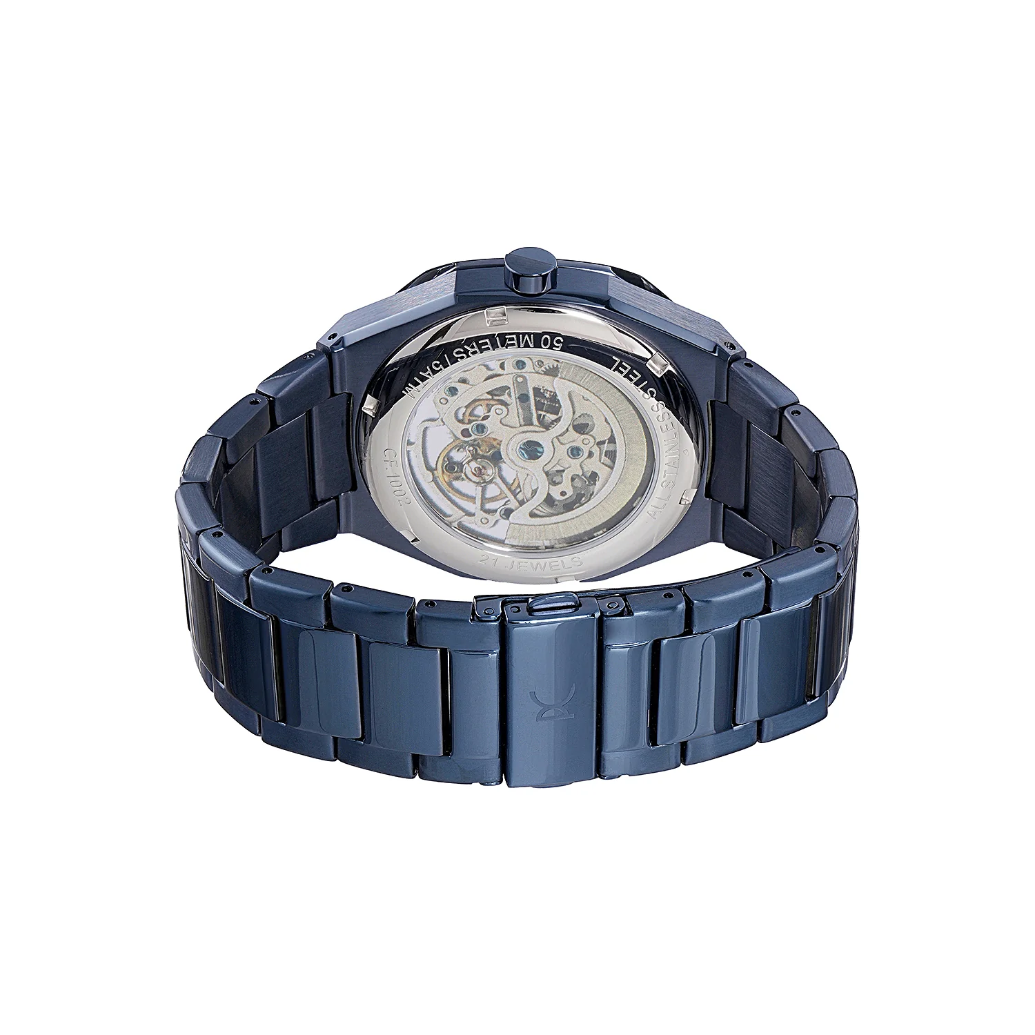 Maison 8 Automatique Men’s 42mm Skeleton Watch - Blue Case with Blue Metal Strap - Image 3