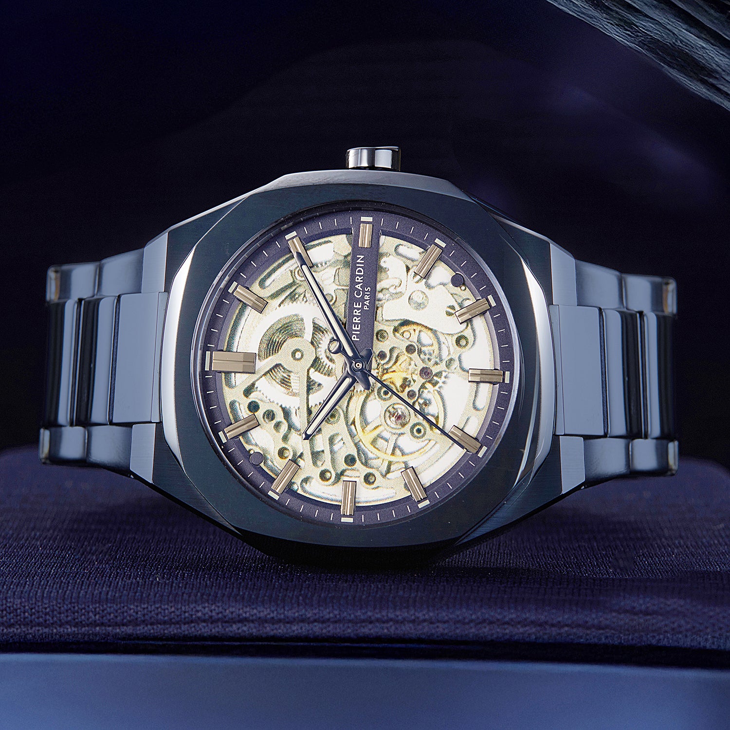 Maison 8 Automatique Men’s 42mm Skeleton Watch - Blue Case with Blue Metal Strap - Image 5