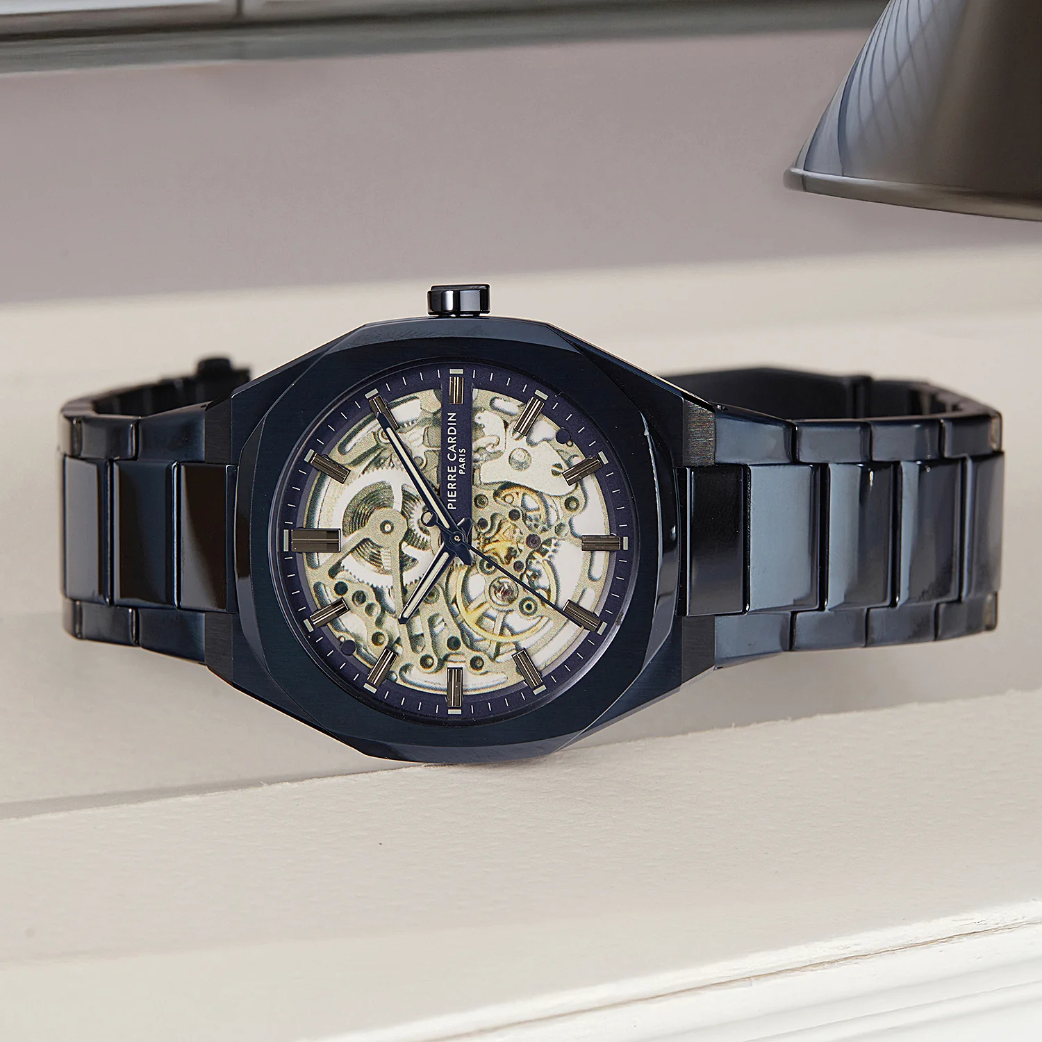 Maison 8 Automatique Men’s 42mm Skeleton Watch - Blue Case with Blue Metal Strap - Image 6