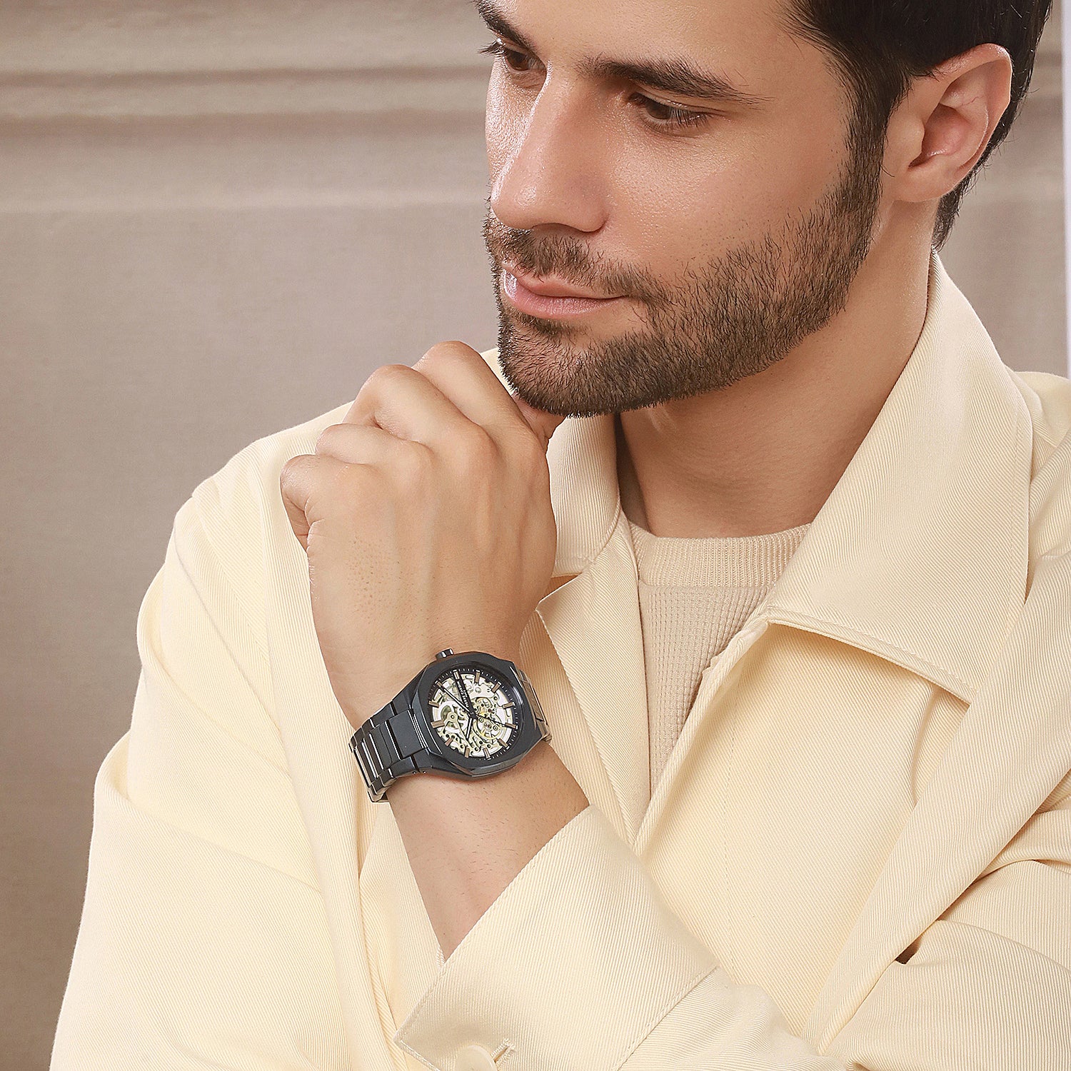 Maison 8 Automatique Men’s 42mm Skeleton Watch - Blue Case with Blue Metal Strap - Image 7