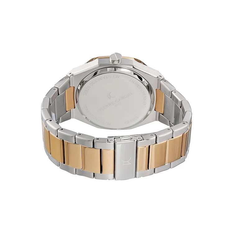 Maison 8 Checkers Men’s 42mm Two-Tone Gold & Stainless Steel Watch - Clear Sky Checkered Dial with Metal Strap - Image 3