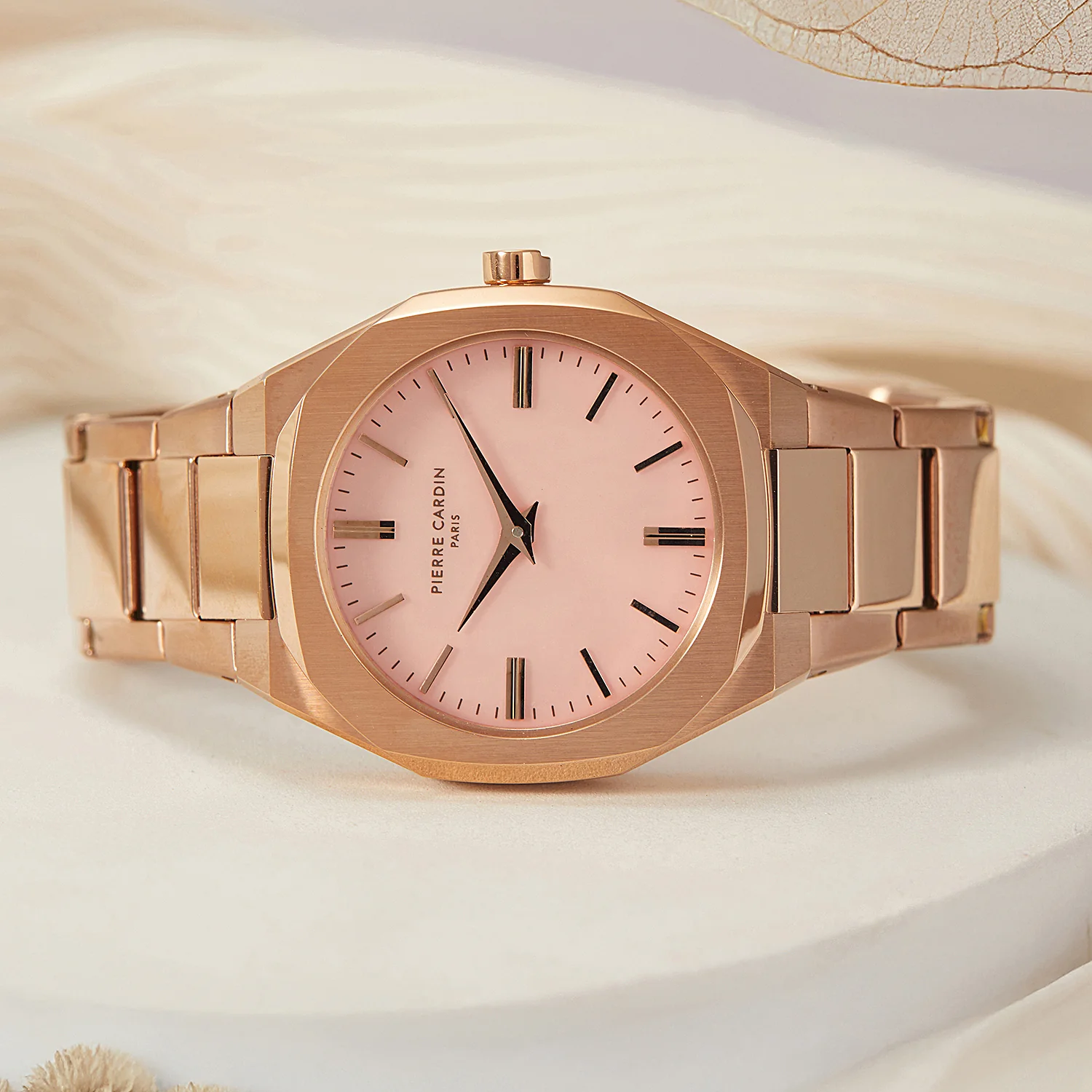 Maison 8 Chrysanthème Ladies’ Watch - Rose Gold Case, Pink Mother of Pearl Dial Look with Rose Gold Metal Strap - Image 5