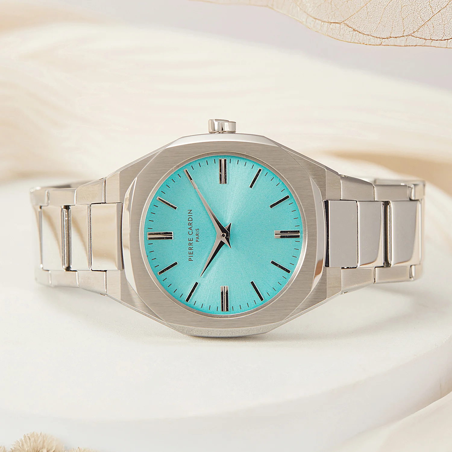 Maison 8 Chrysanthème Ladies’ Watch - Silver Case, Celeste Blue Dial with Stainless Steel Band - Image 6