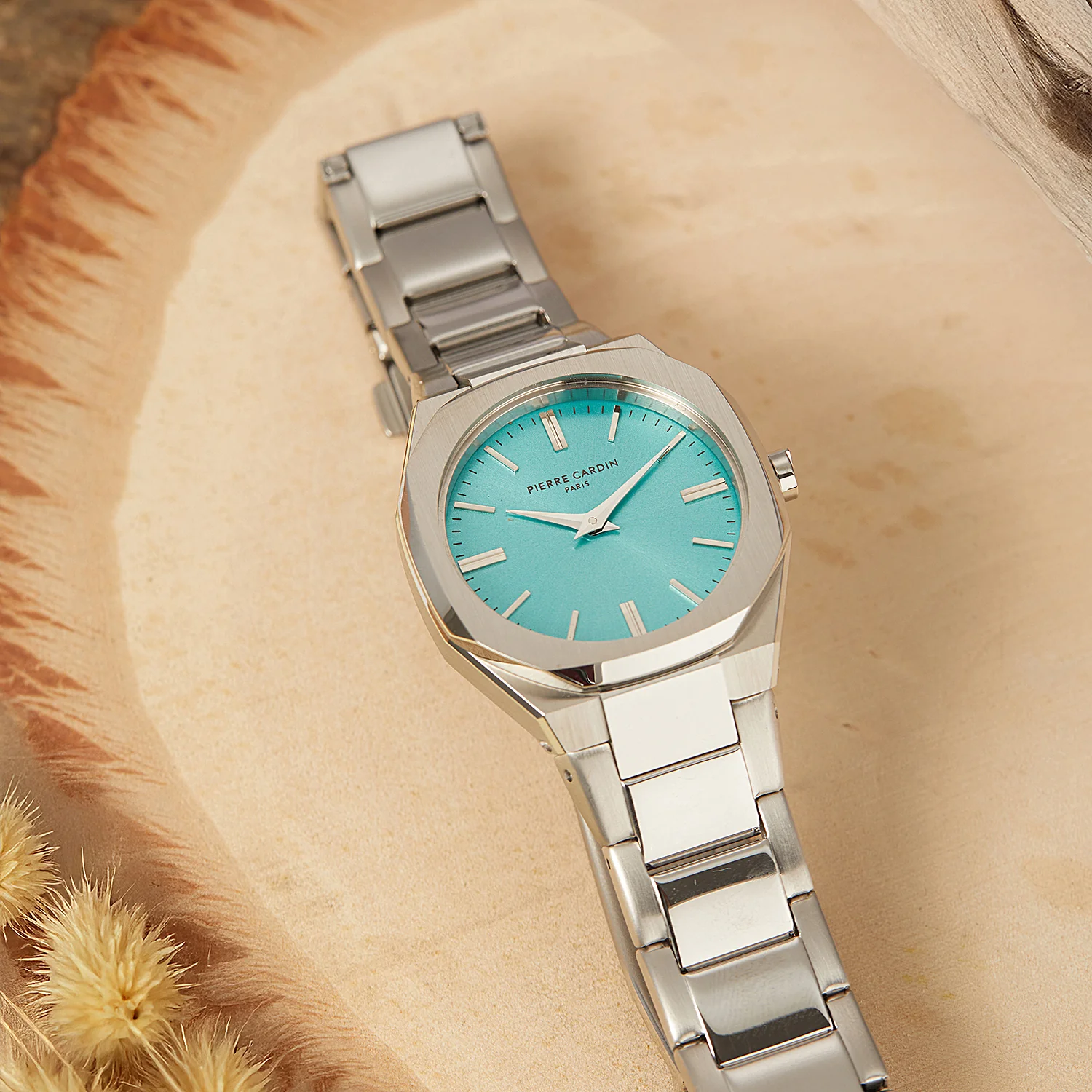 Maison 8 Chrysanthème Ladies’ Watch - Silver Case, Celeste Blue Dial with Stainless Steel Band - Image 7