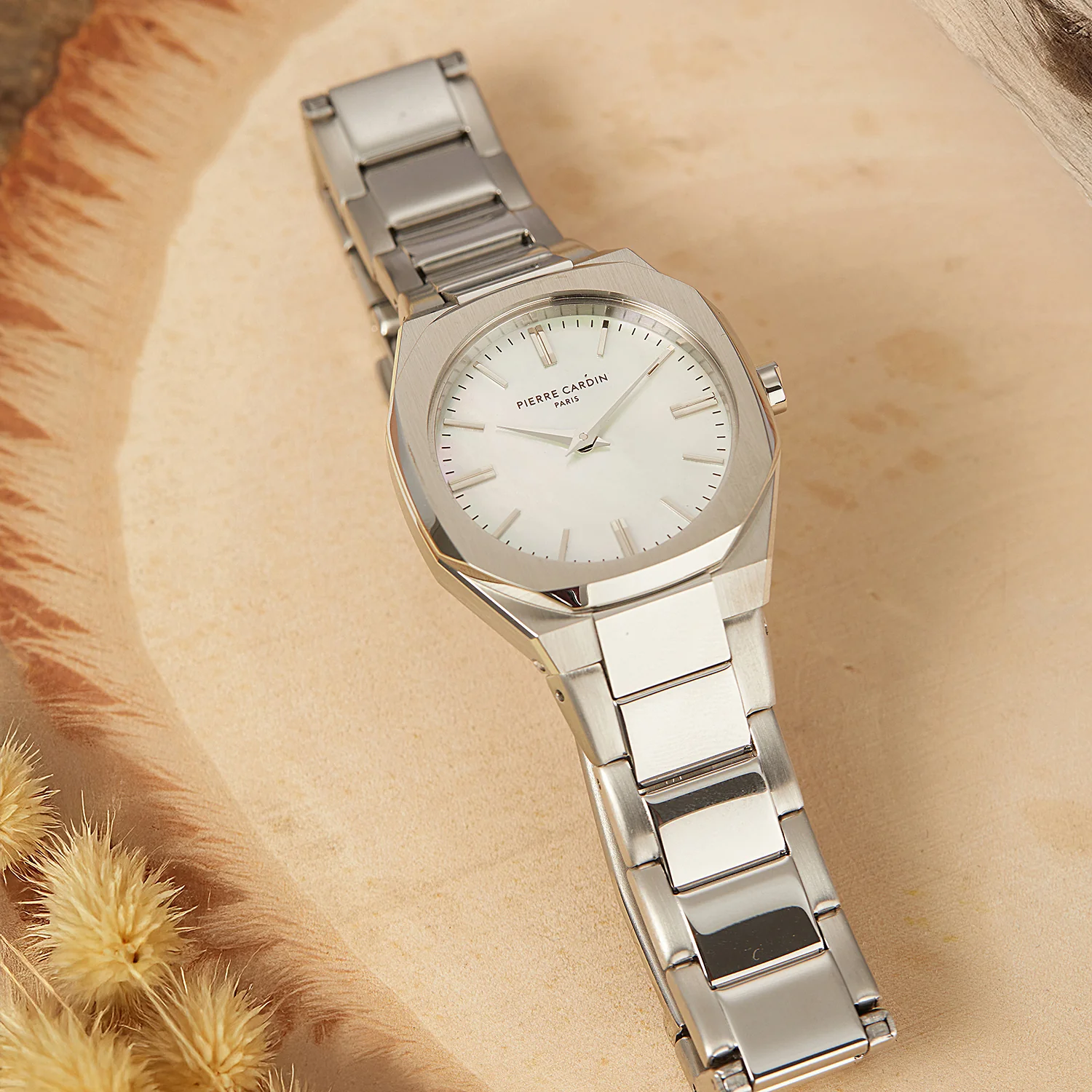 Maison 8 Chrysanthème Ladies’ Watch - Silver Case, White Mother of Pearl Dial Look with Stainless Steel Band - Image 5