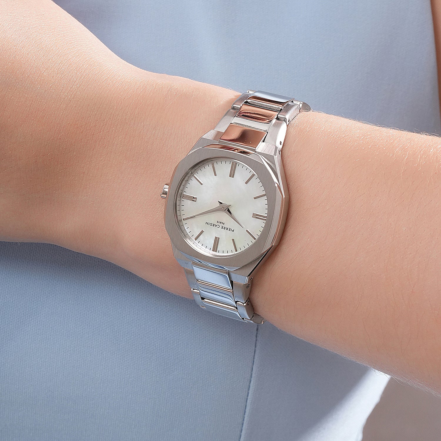 Maison 8 Chrysanthème Ladies’ Watch - Silver Case, White Mother of Pearl Dial Look with Stainless Steel Band - Image 7