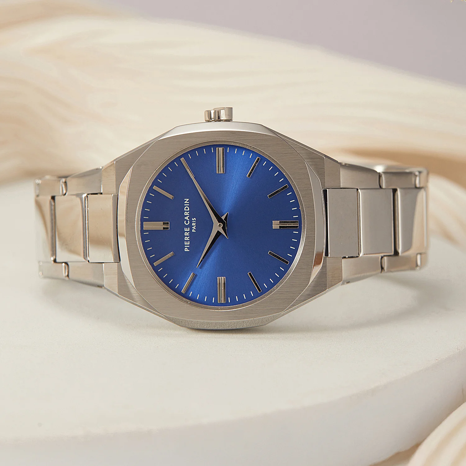 Maison 8 Chrysanthème Ladies’ Watch - Stainless Steel Case, Blue Dial with Stainless Steel Band - Image 5