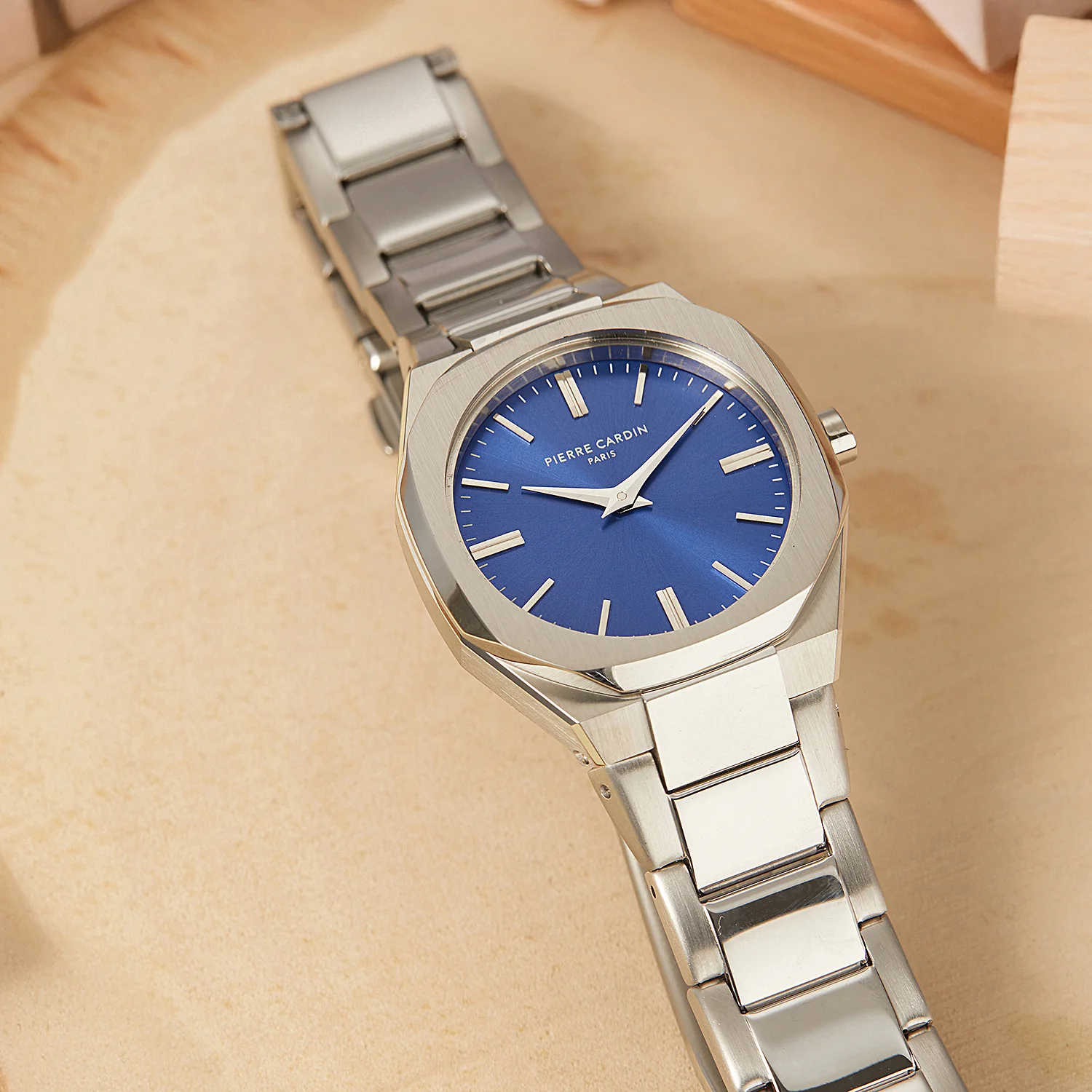 Maison 8 Chrysanthème Ladies’ Watch - Stainless Steel Case, Blue Dial with Stainless Steel Band - Image 6