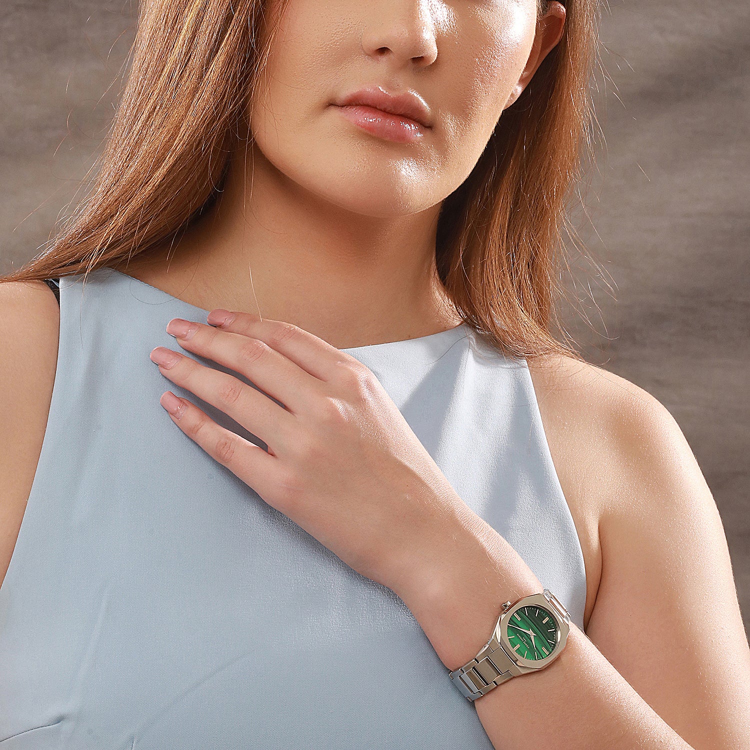 Maison 8 Chrysanthème Ladies’ Watch - Stainless Steel Case, Jade Green Dial with Stainless Steel Band - Image 9