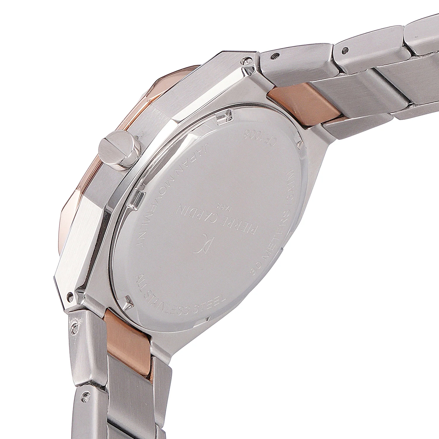 Maison 8 Chrysanthème Ladies’ Watch - Two-Tone Rose Gold & Silver Case, Black Sparkle Dial with Two-Tone Metal Strap - Image 5