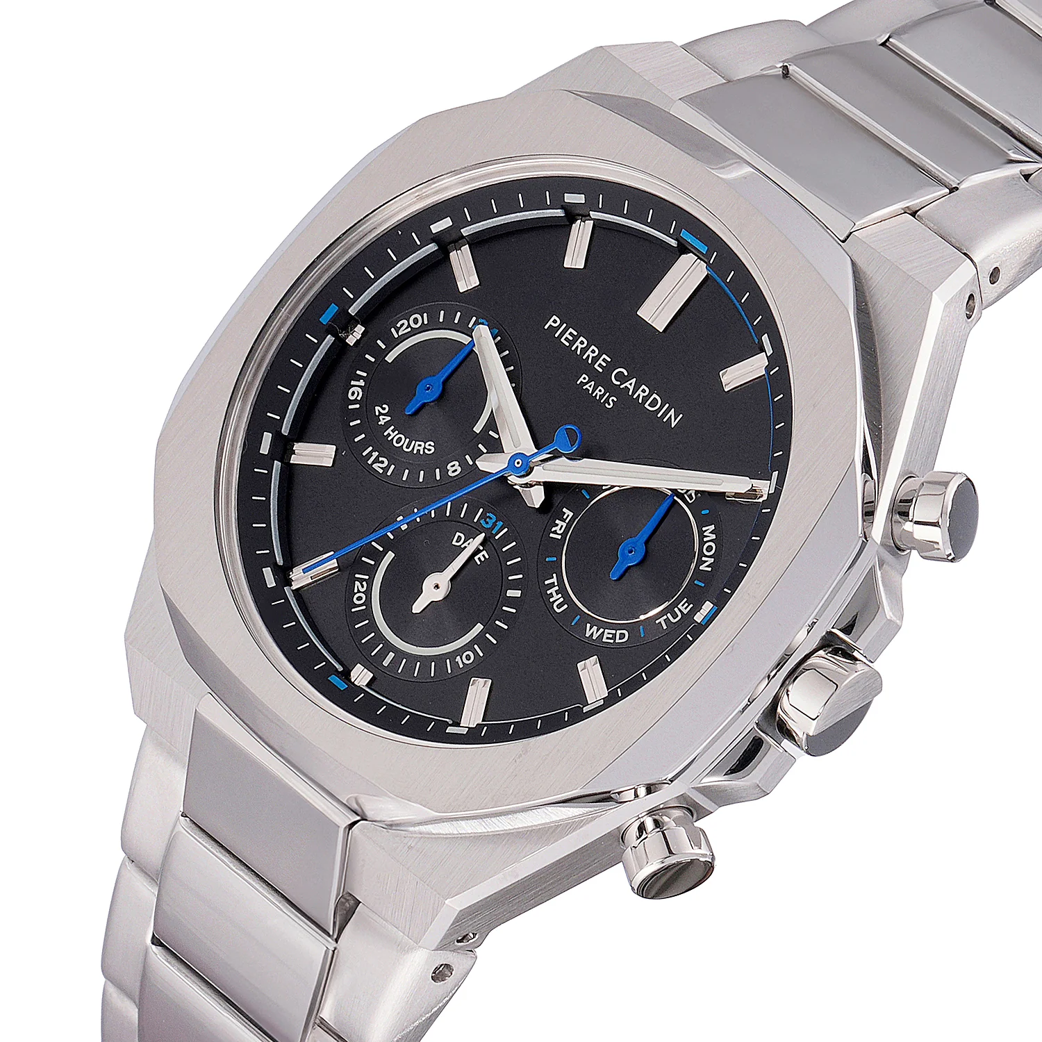 Maison 8 Vogue Men’s 42mm Stainless Steel Watch - Black Dial with Metal Strap - Image 2