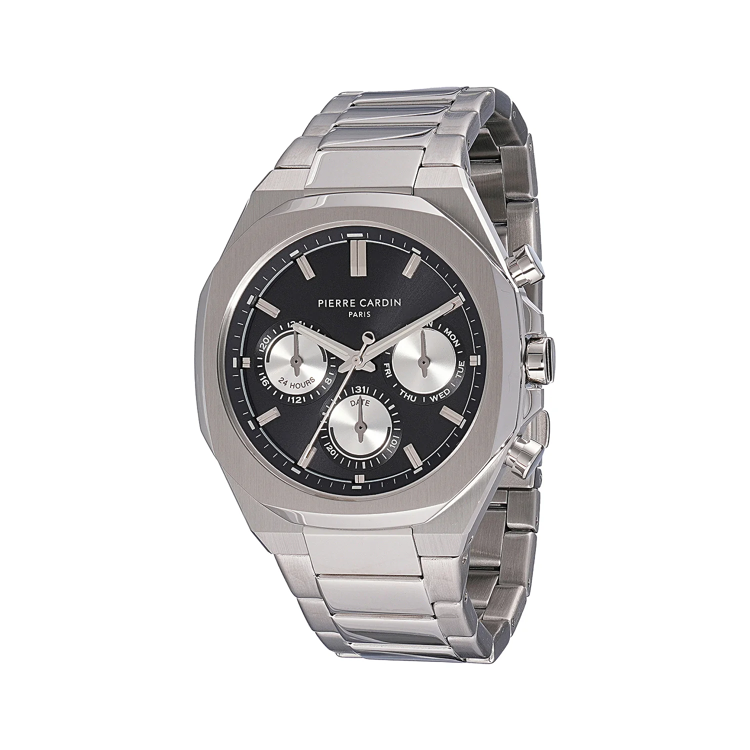 Maison 8 Vogue Men’s 42mm Stainless Steel Watch - Black Dial with Panda Eyes and Metal Strap