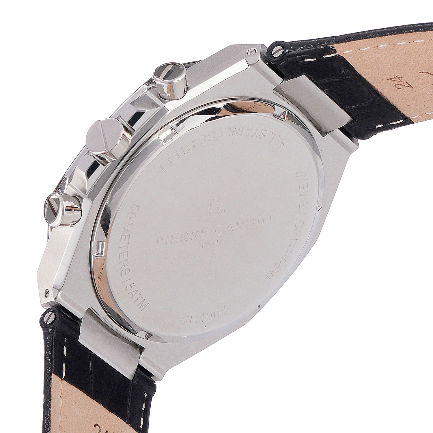 Maison 8 Vogue Men’s 42mm Stainless Steel Watch - Blue Dial with Black Leather Strap - Image 4