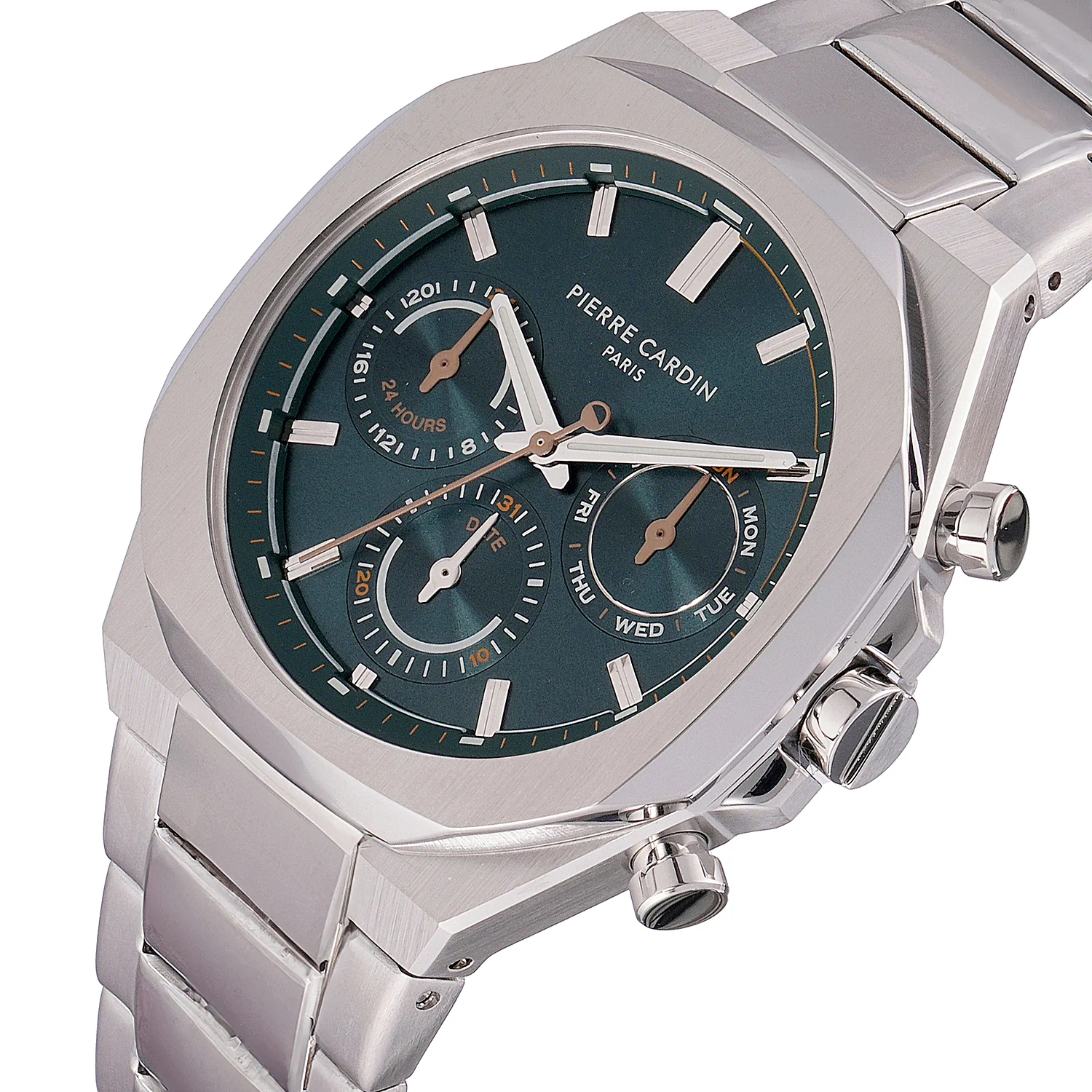Maison 8 Vogue Men’s 42mm Stainless Steel Watch - Green Dial with Metal Strap - Image 2