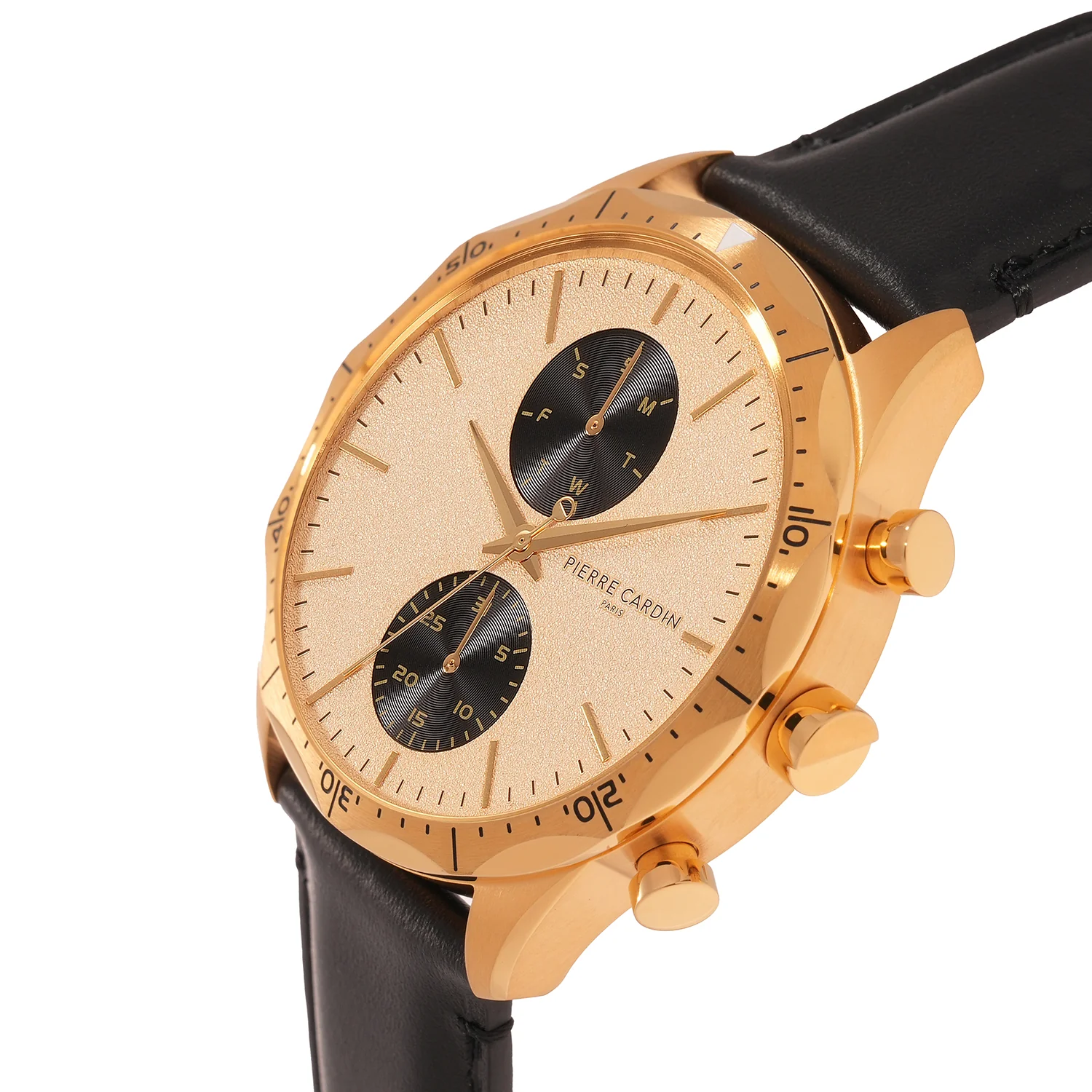 Heritage RacerTime Mens 43mm - Gold with Black Leather Strap - Image 3