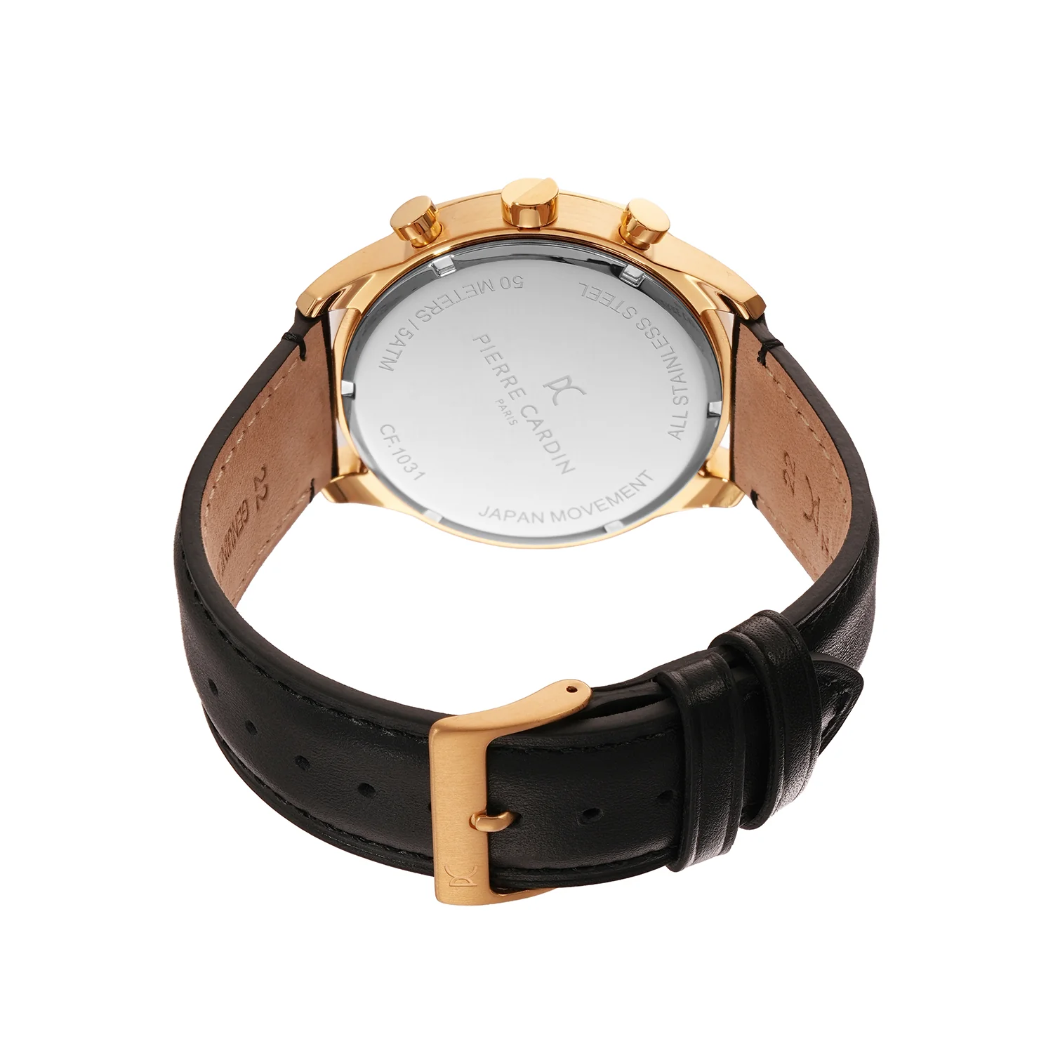 Heritage RacerTime Mens 43mm - Gold with Black Leather Strap - Image 4