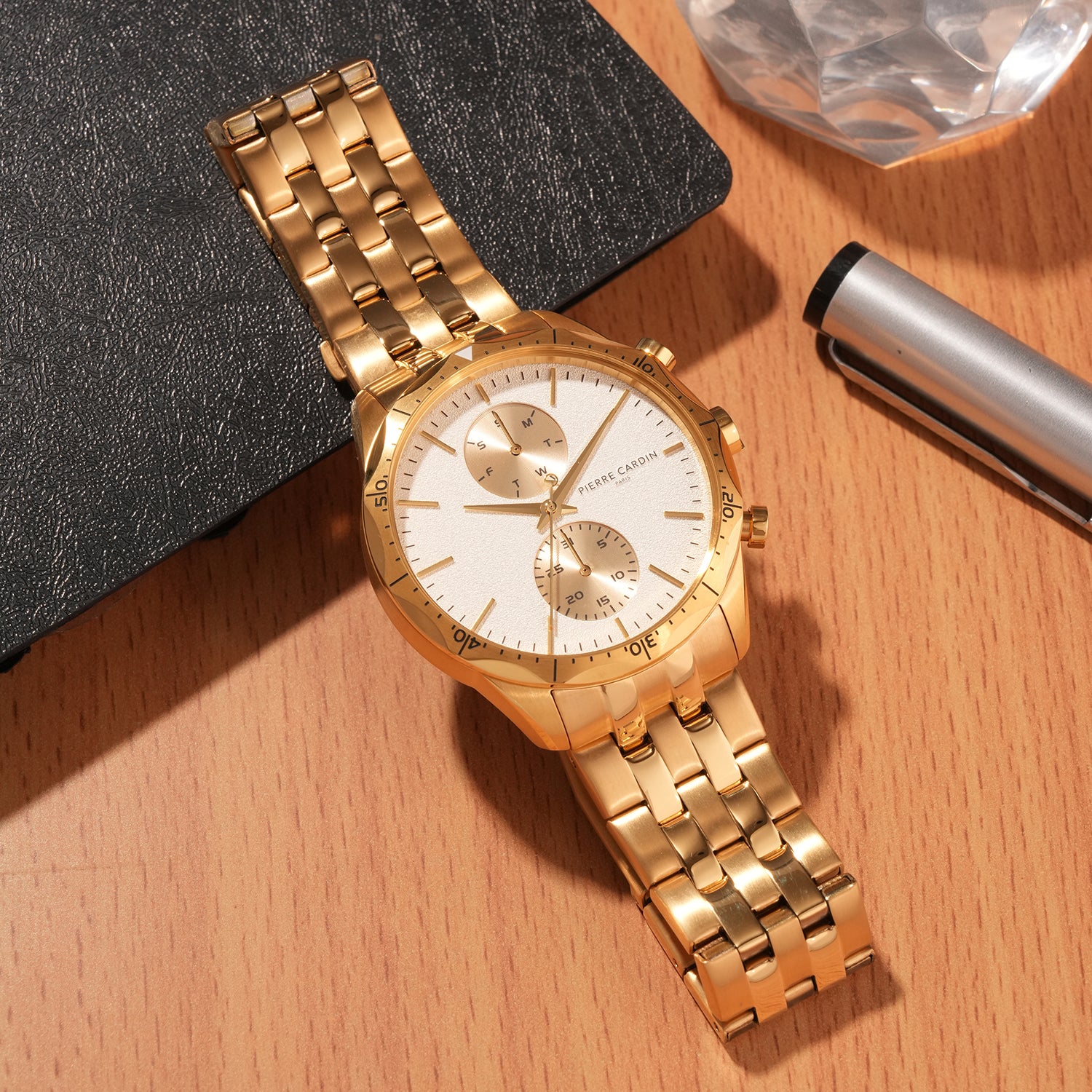 Heritage RacerTime Mens 43mm - Gold with Gold Metal Strap - Image 6